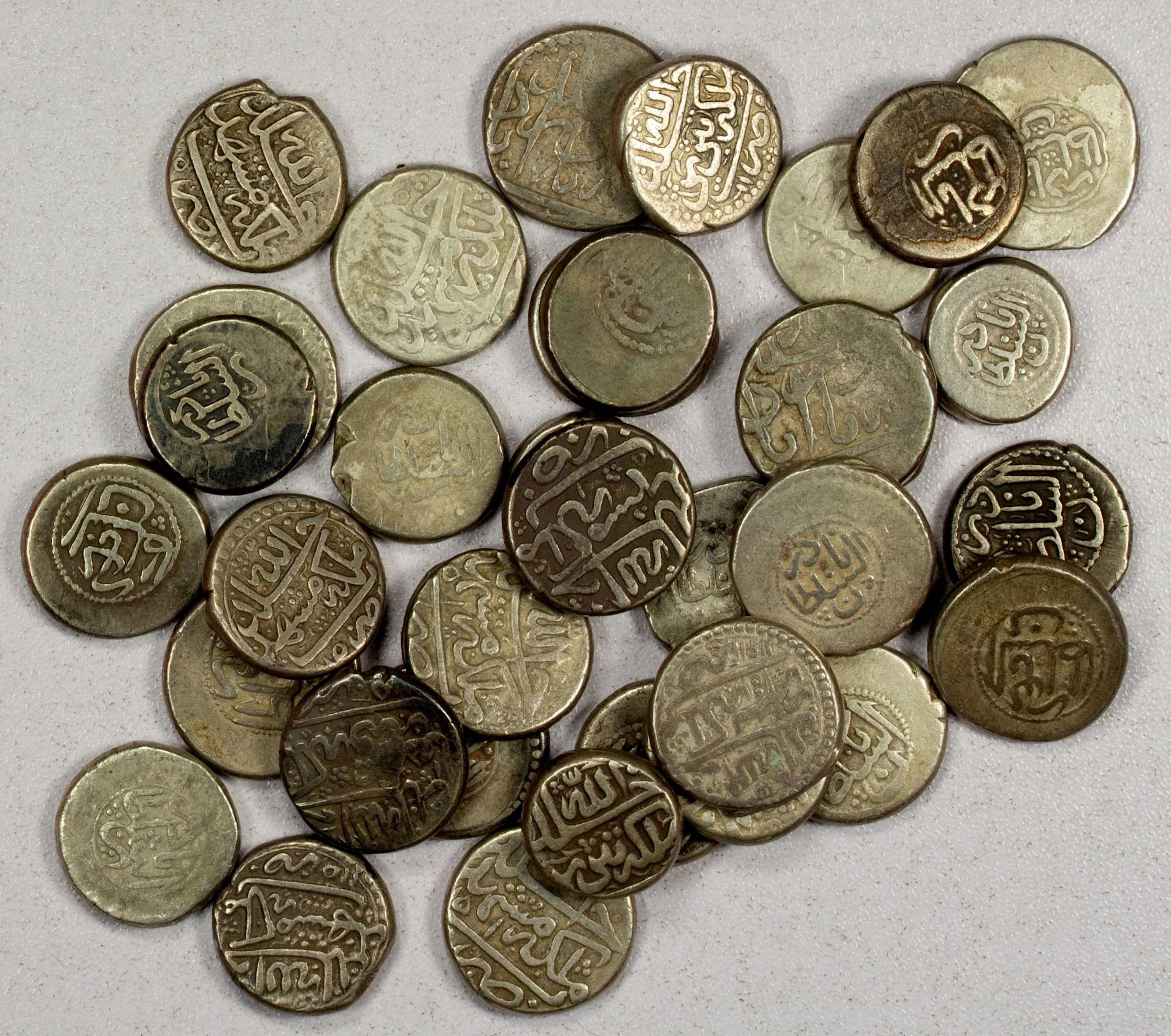 IRAN: AFSHARID: Nadir Shah, 1735-1747, LOT of 35 six-shahi silver coins