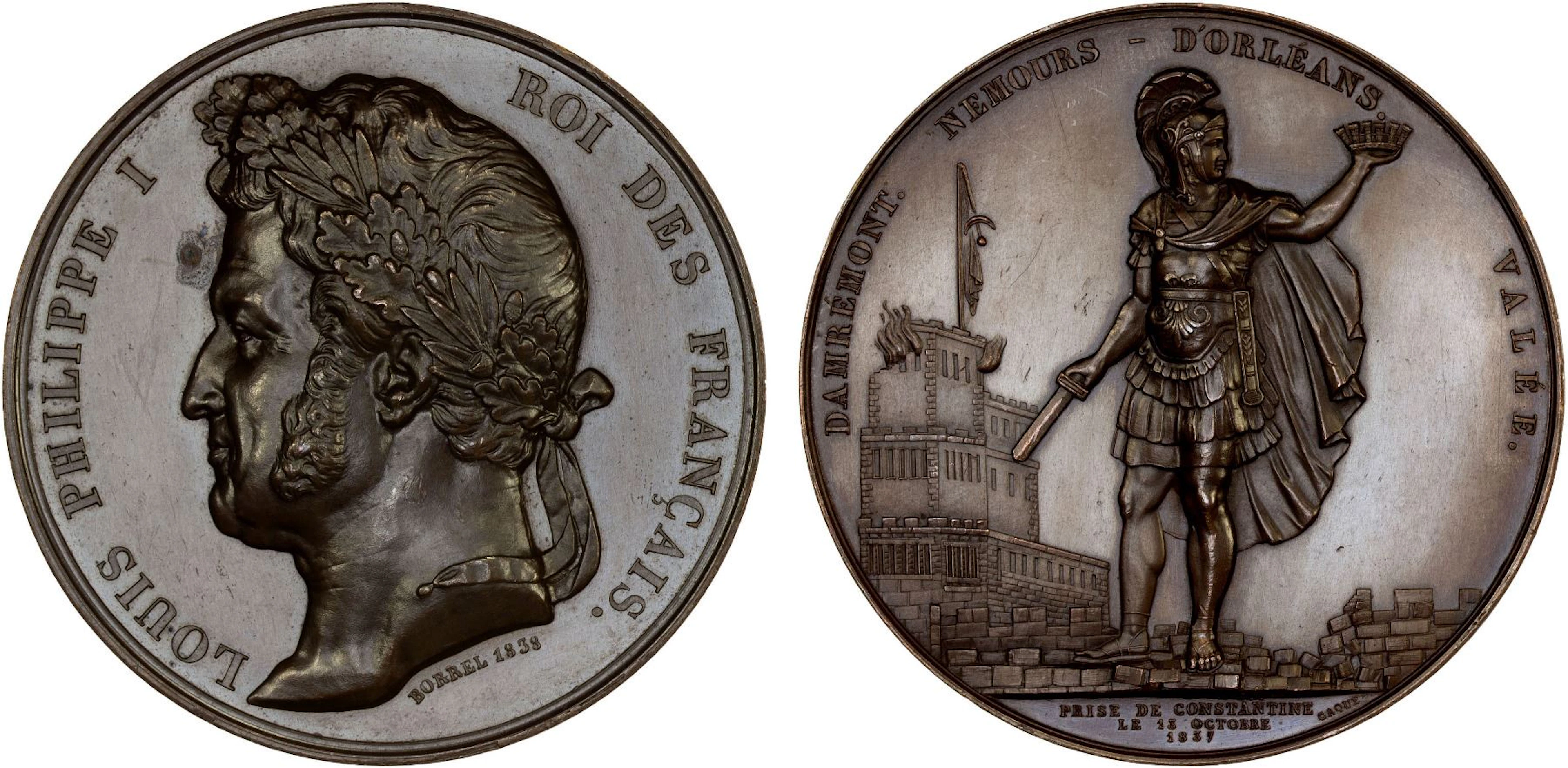 ALGERIA: Louis Philippe I, 1830-1848, AE medal (73.31g), 1837, Unc