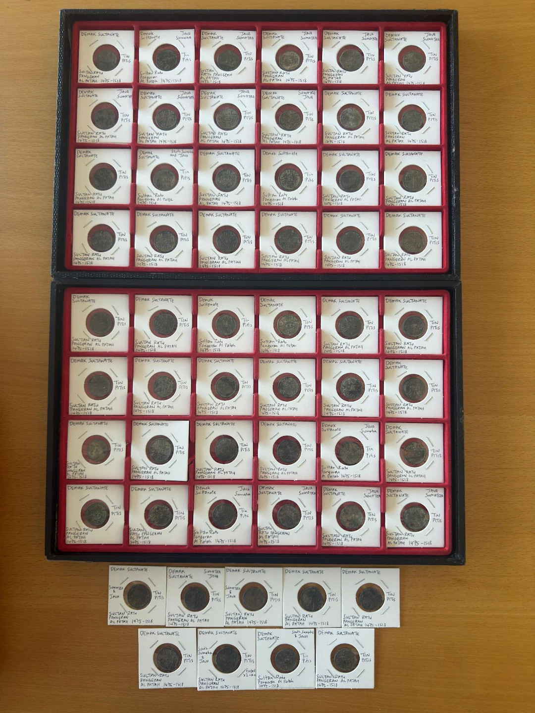 INDONESIA: DEMAK: LOT of 57 tin pitis