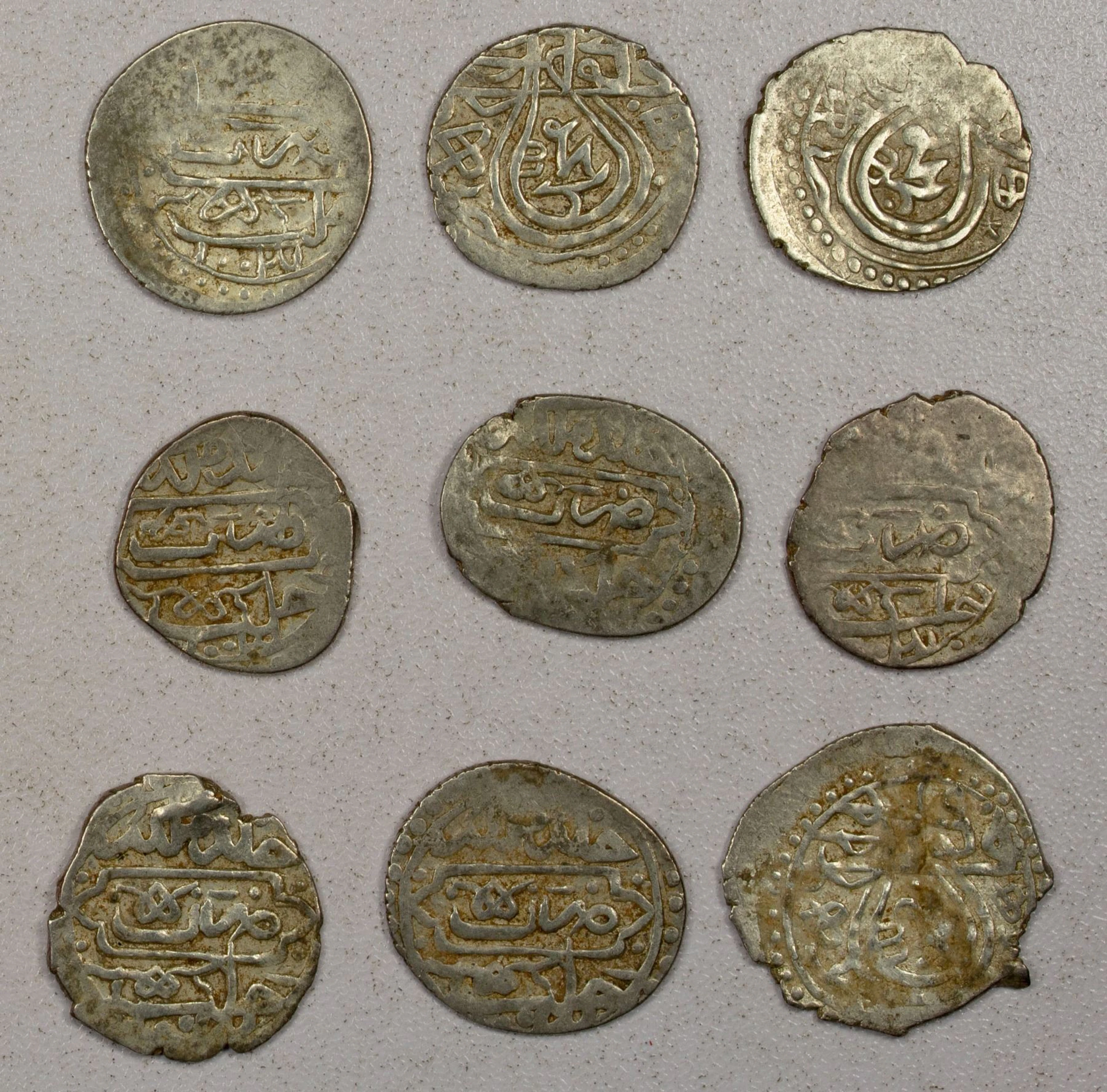 EARLY ISLAMIC: OTTOMAN EMPIRE: Mehmet III, 1595-1603, LOT of 9 silver