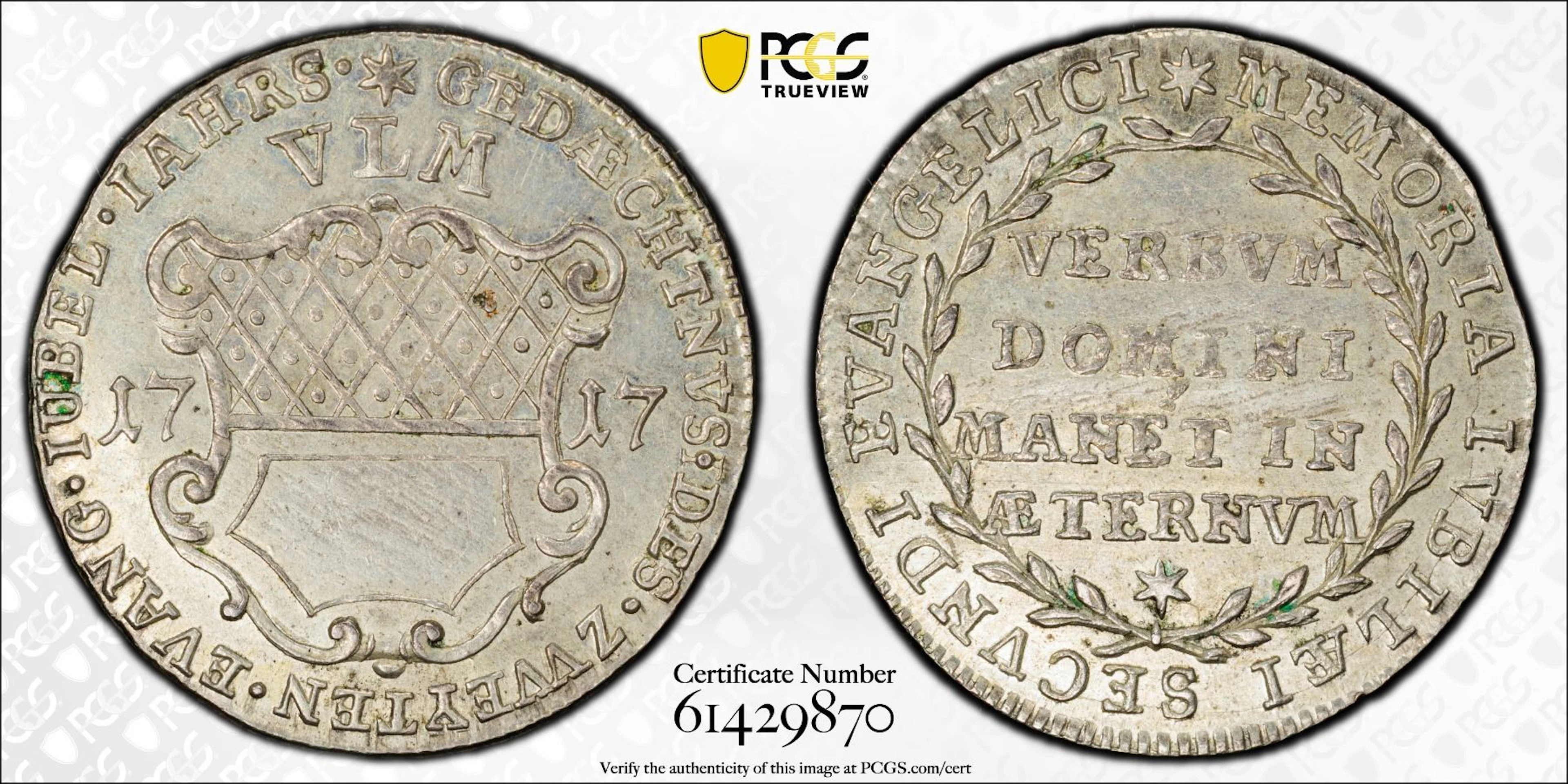 ULM: Free Imperial City, AR ducat, 1717, PCGS MS62