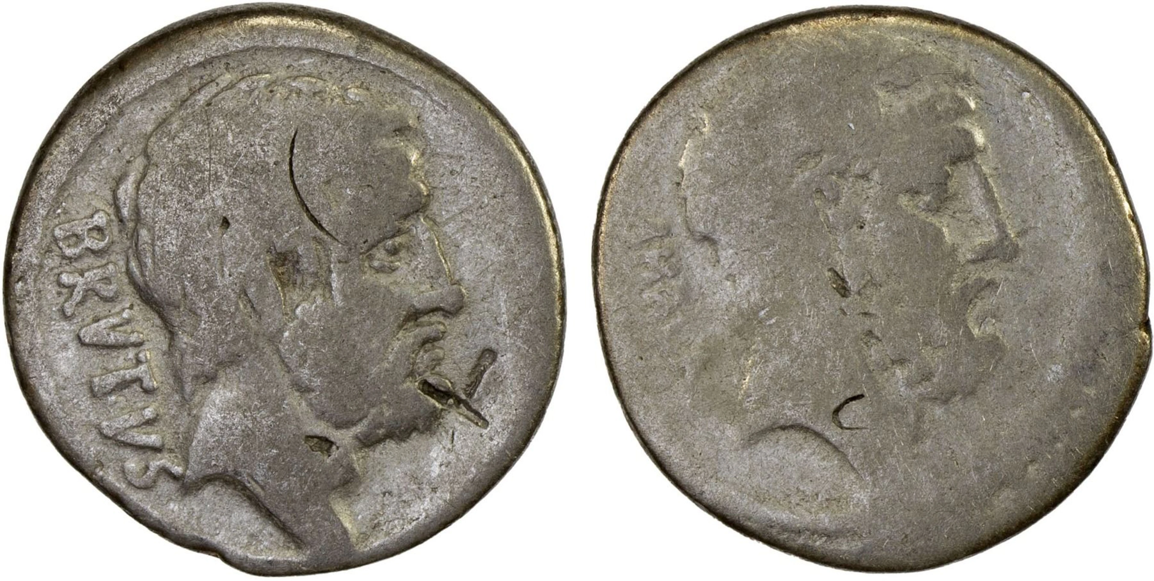 ROMAN REPUBLIC: M. Junius Brutus, AR denarius (3.56g), Rome, 54 BC, VG