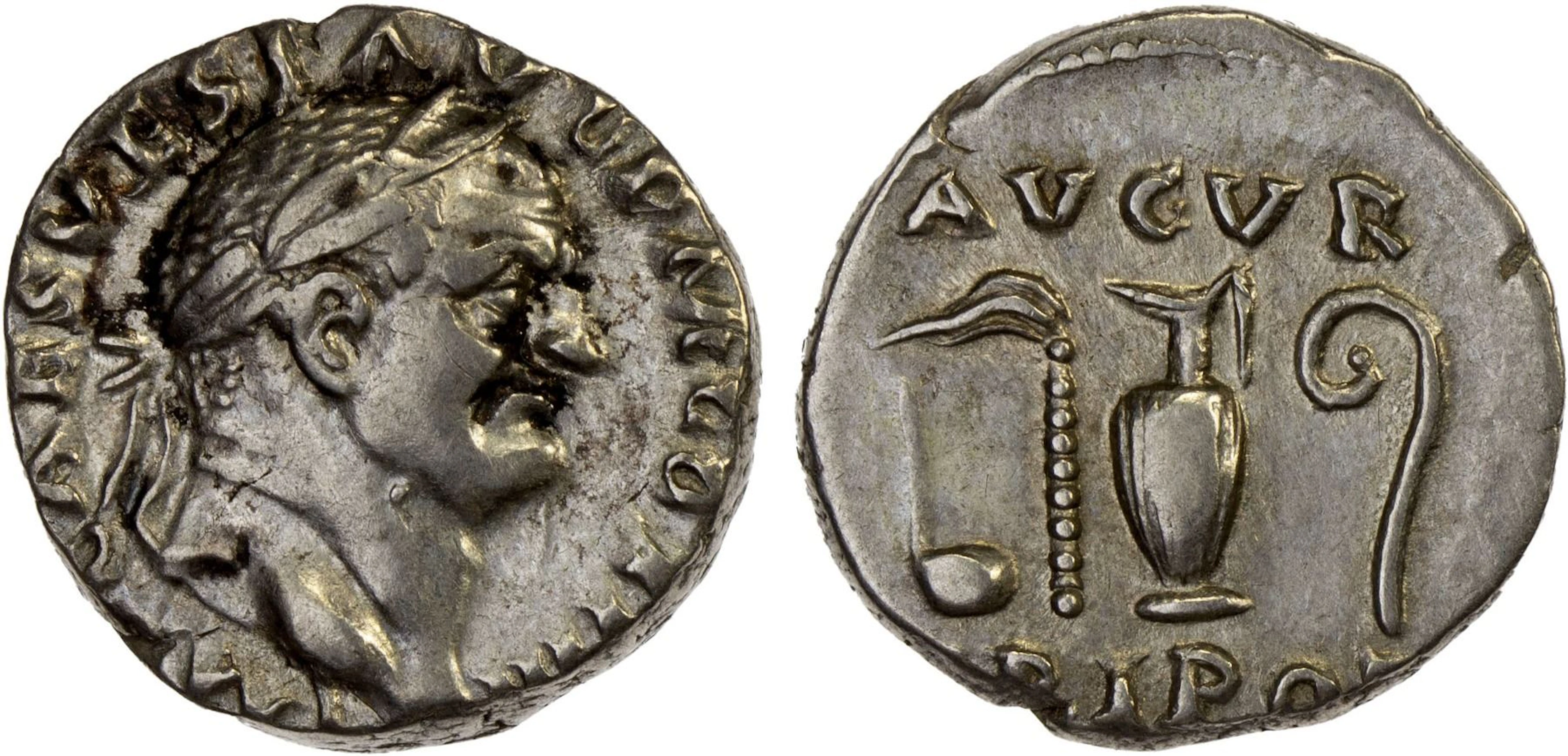 ROMAN EMPIRE: Vespasian, 69-79 AD, AR denarius (3.45g), Rome, 71 AD, Choice VF