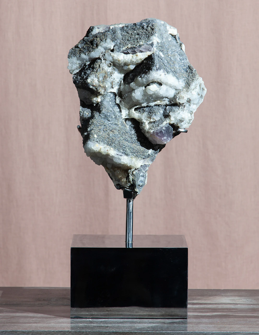 Rare Purple Fluortie, Quartz & Pyrite cluster