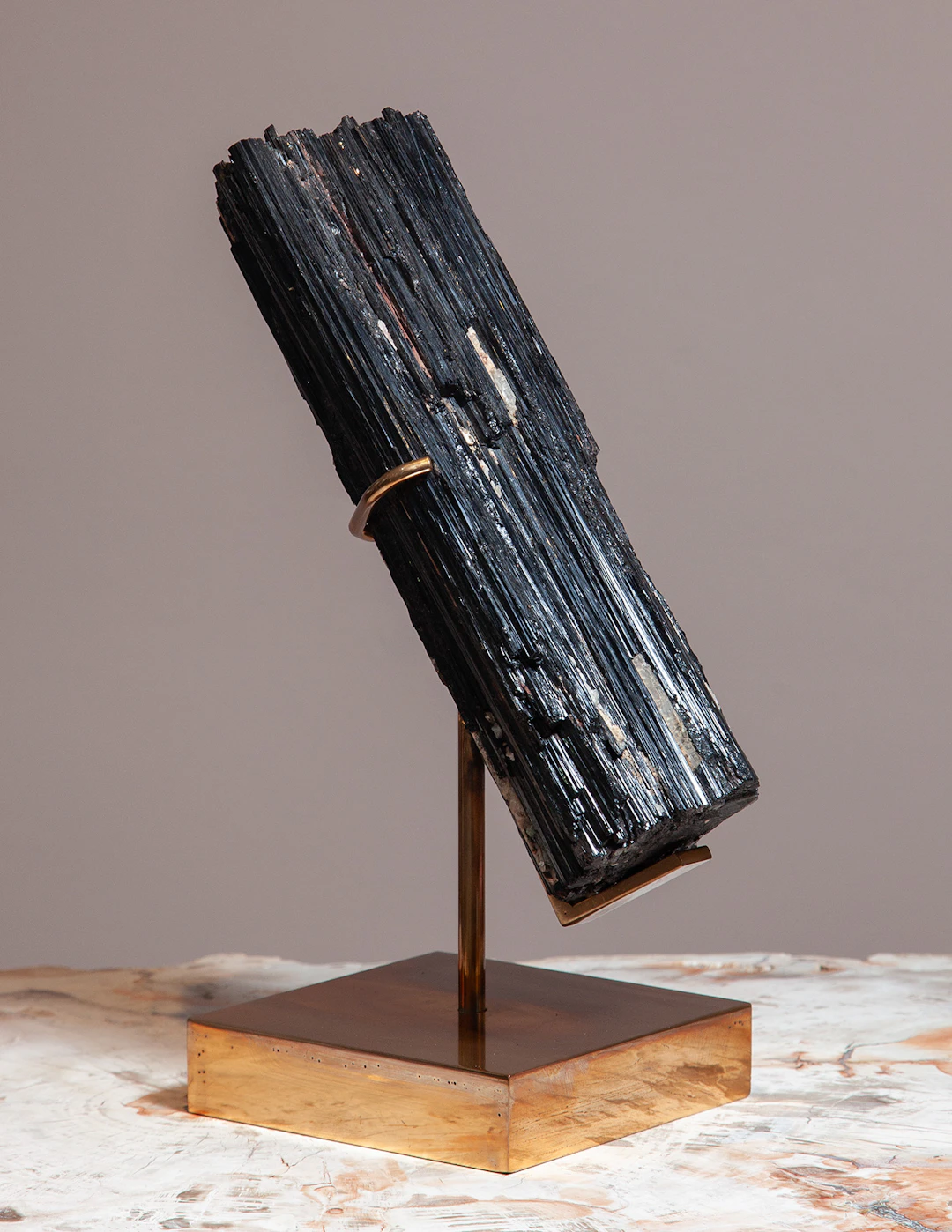 Black Tourmaline on a Solid Bronze Base