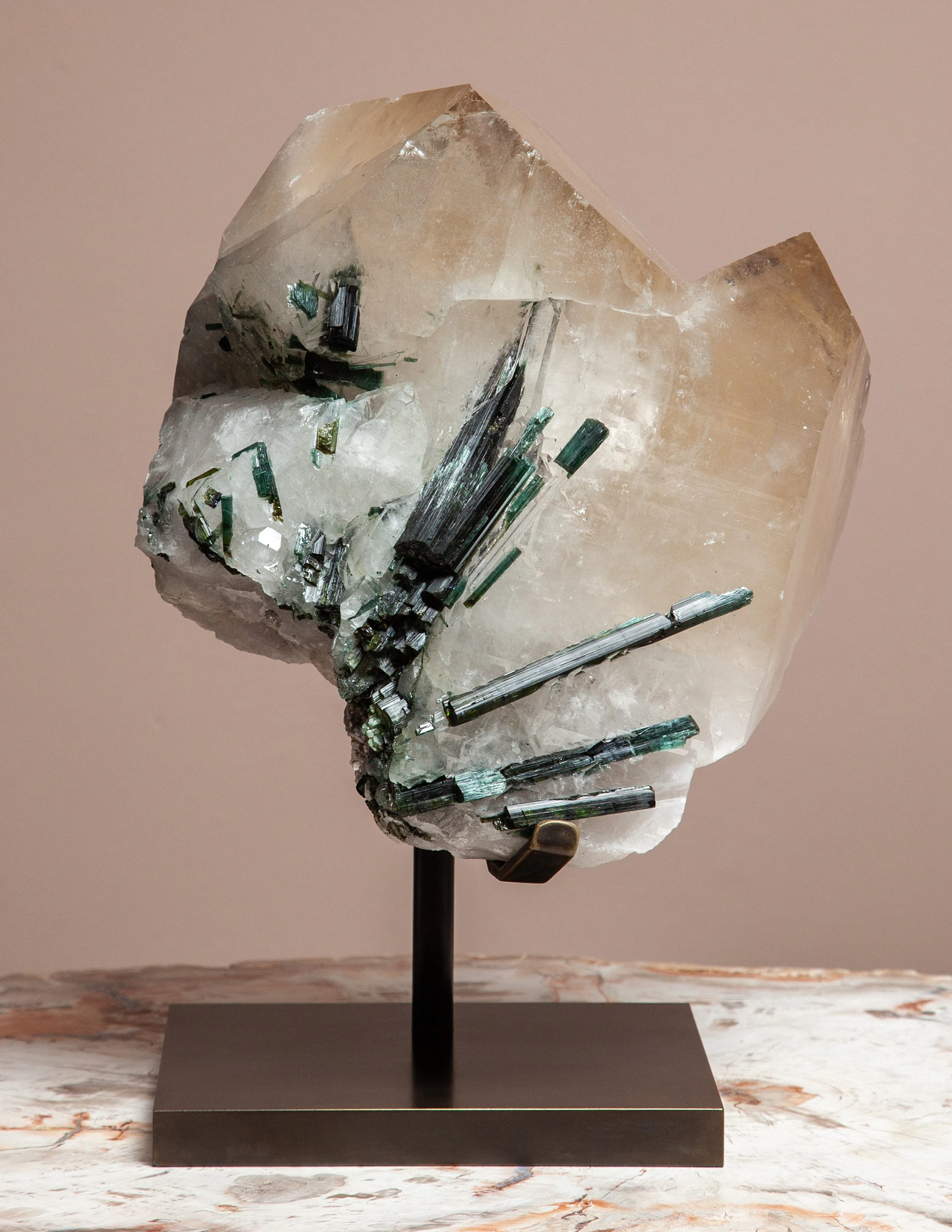 Rare Citrine with Green Tourmaline