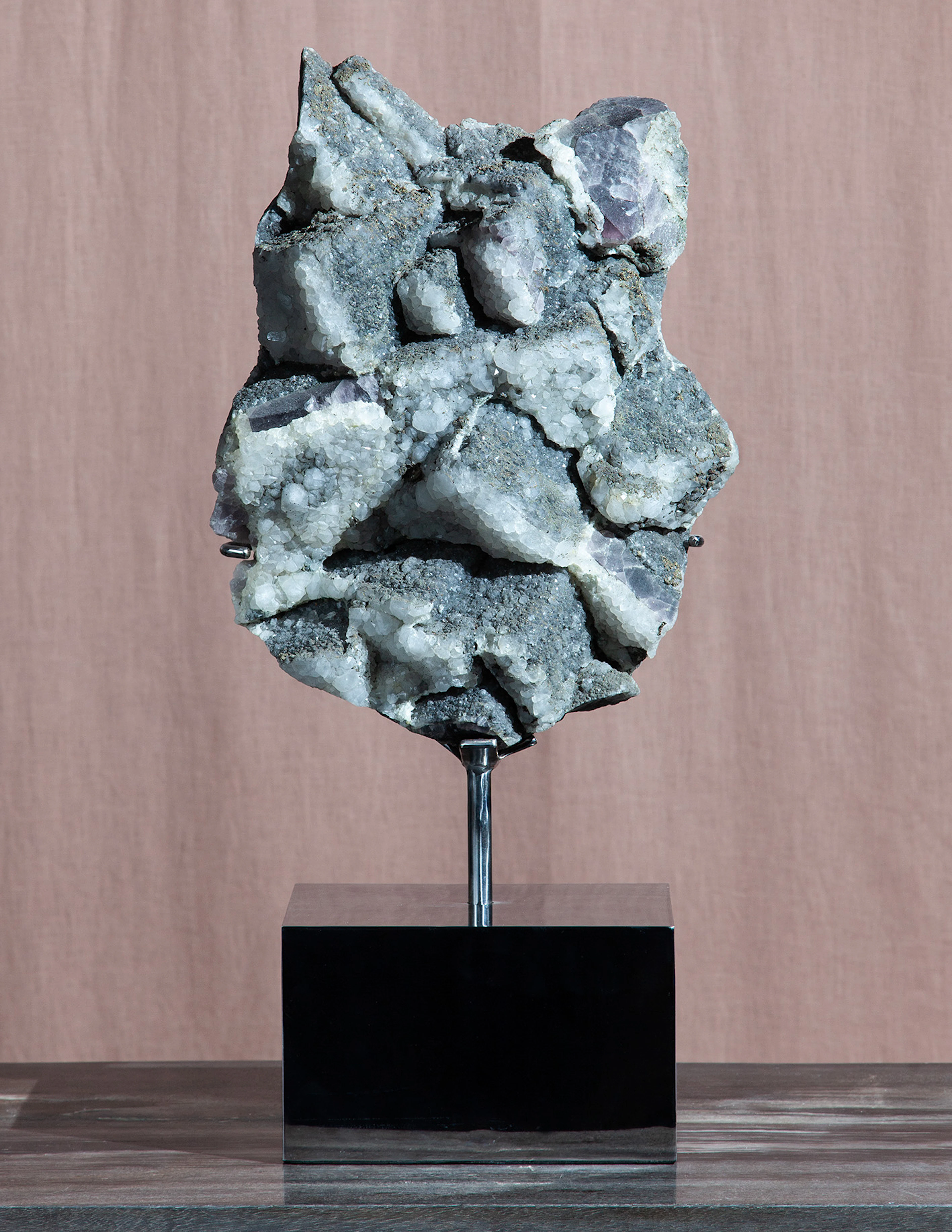 Rare Purple Fluorite, Quartz & Pyrite Cluster