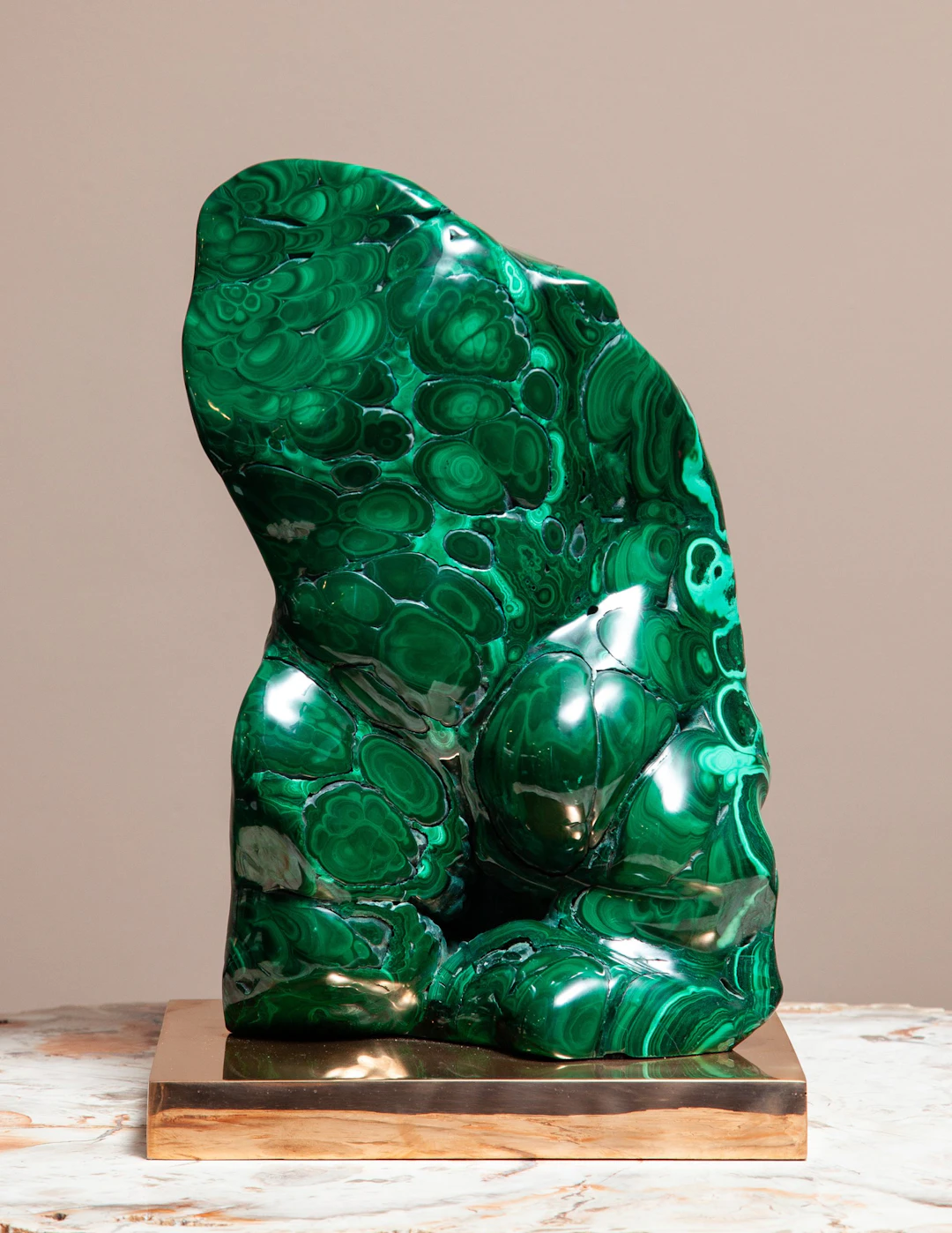 Malachite on Solid Bronze