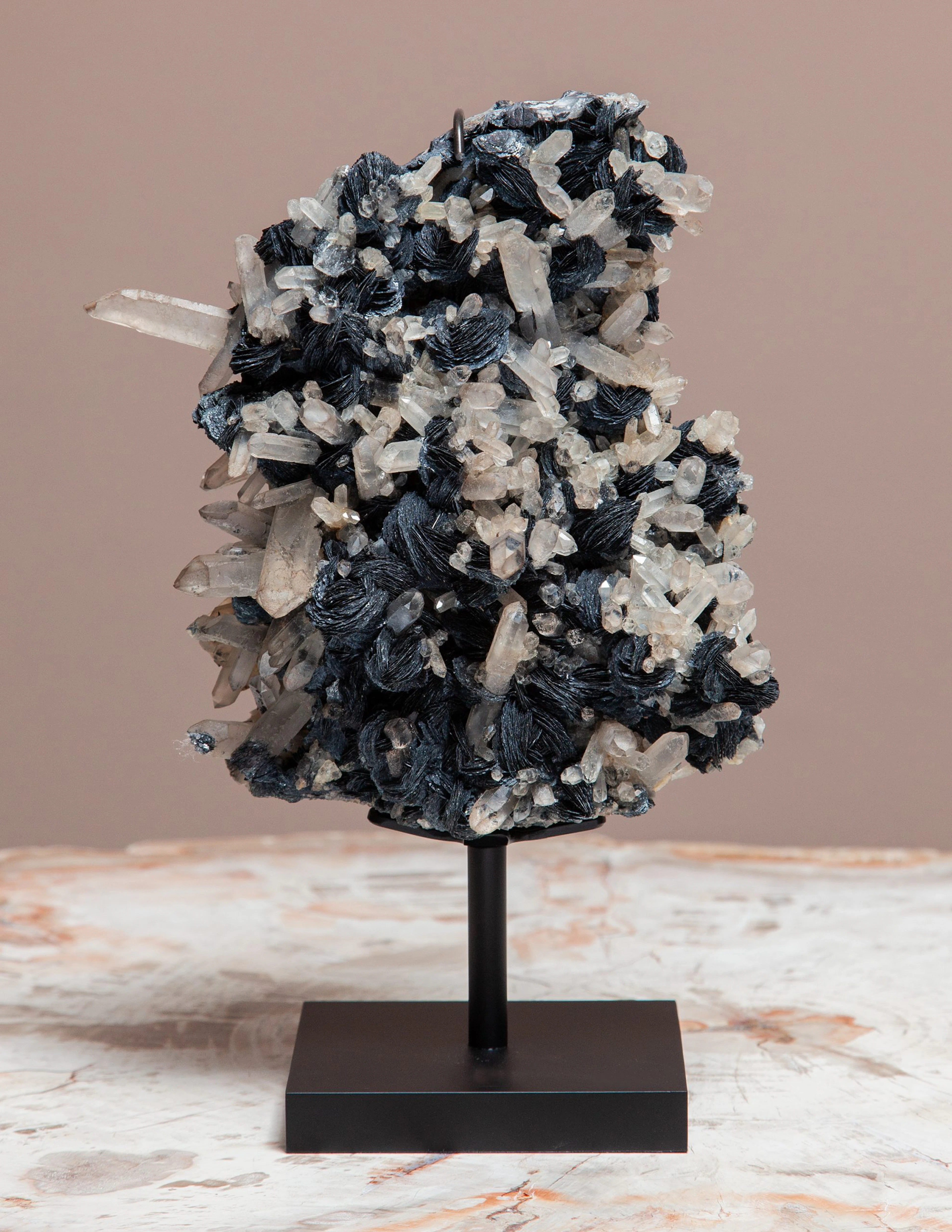 Smoky Quartz & Hematite Rosette Cluster