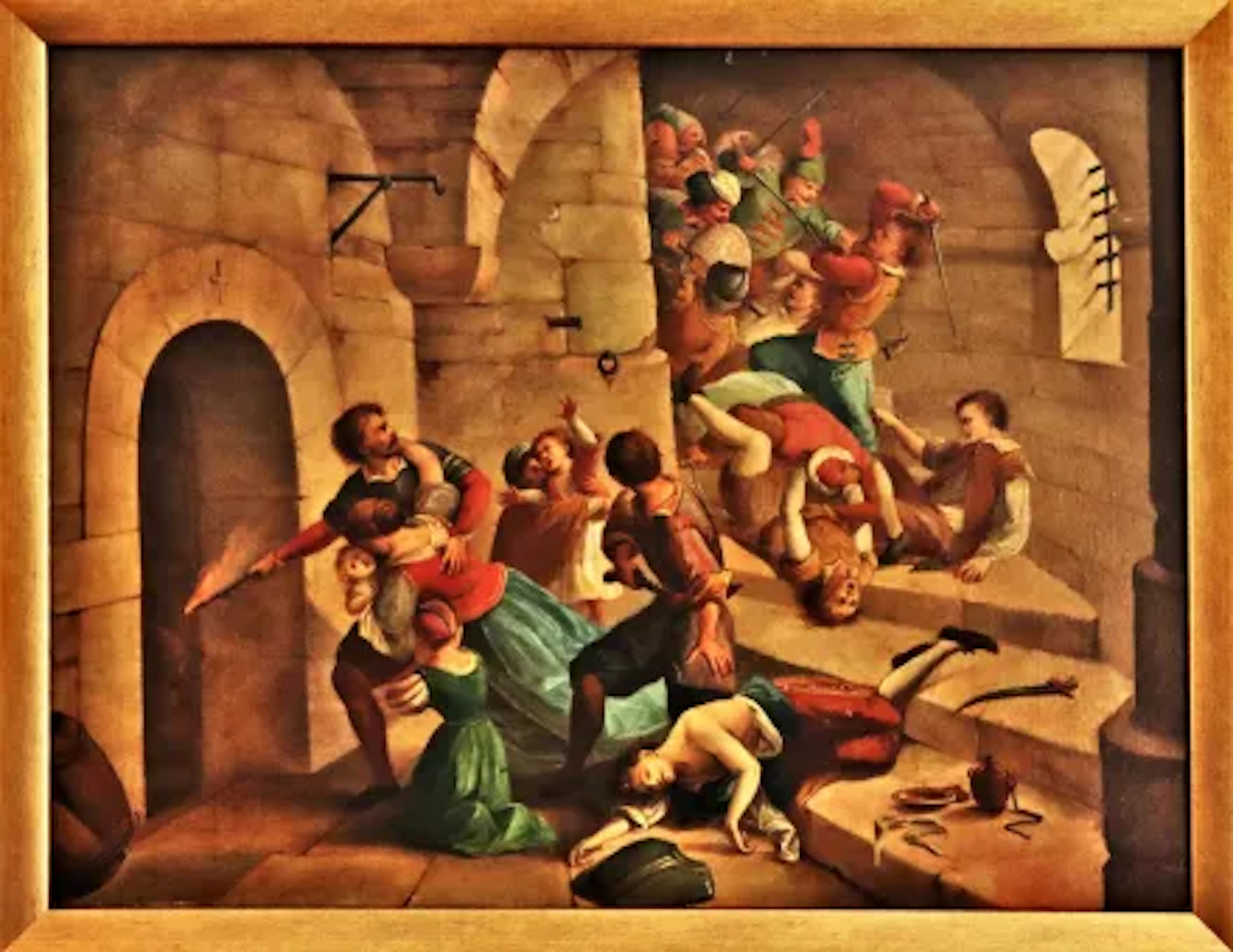 18th -19th Century European Castle Siege, Oil on Canvas