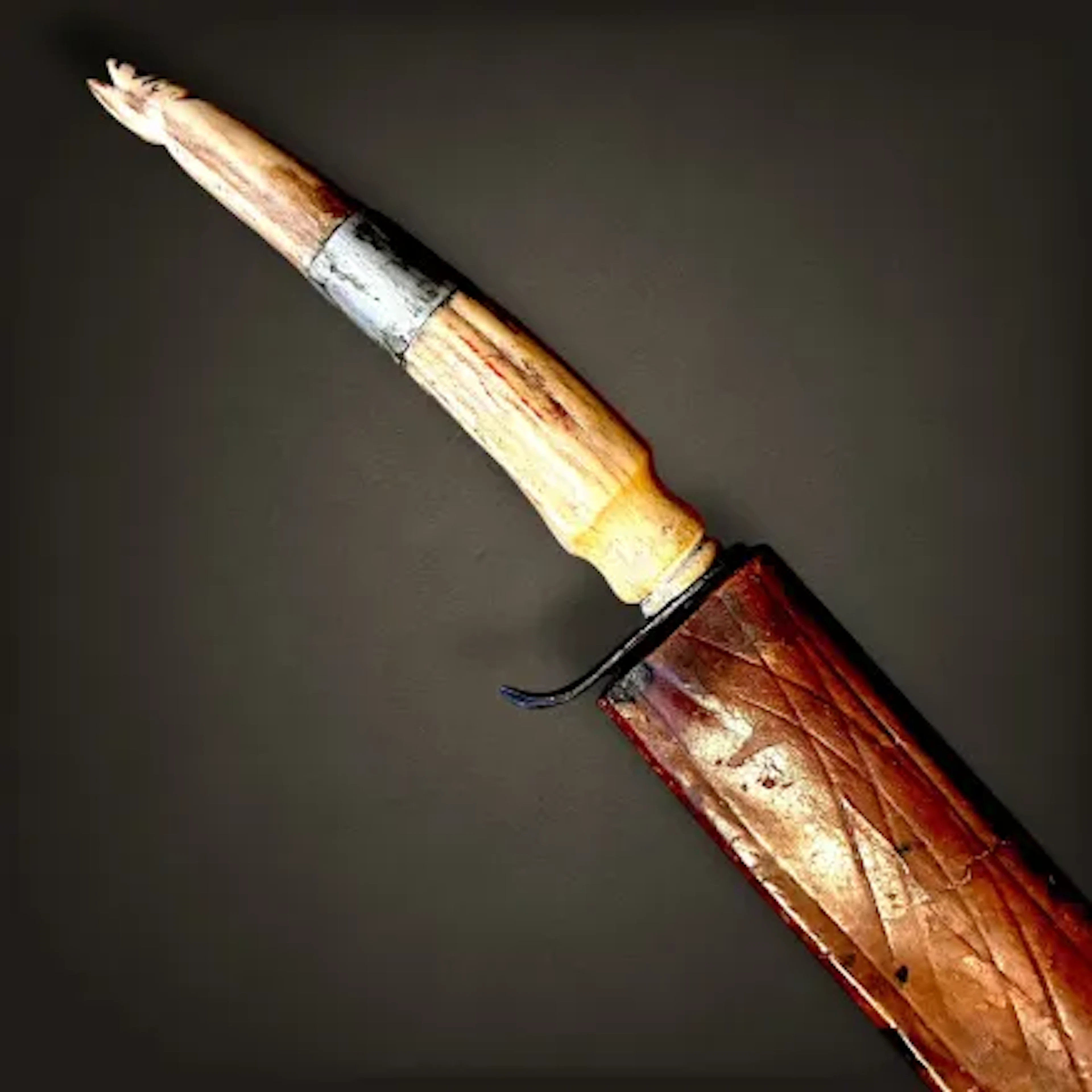 19th Century Spanish Valencia Bowie Knife w Scabbard