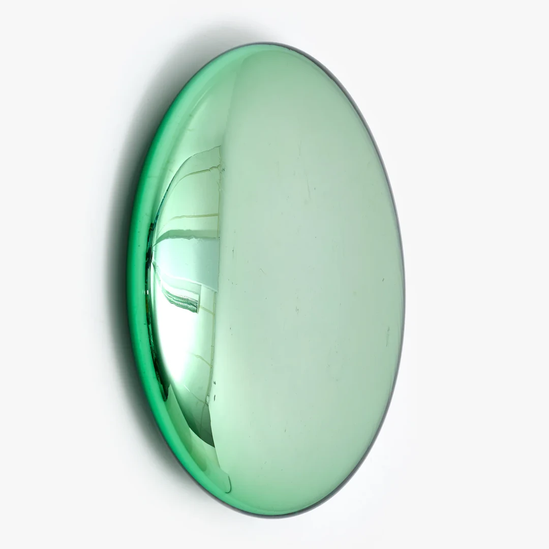 Glass wall sculpture, Big Green Round, handmade