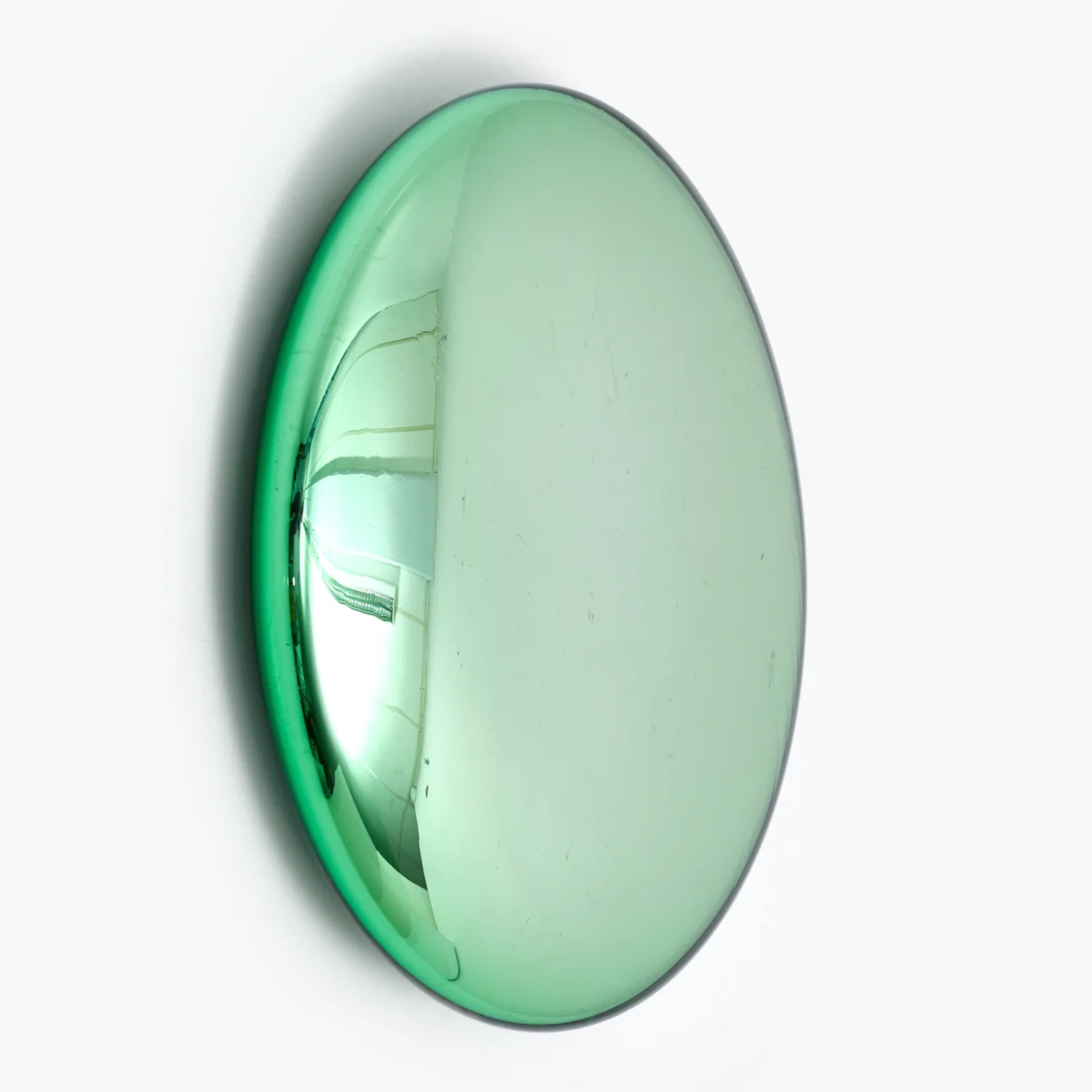Glass wall sculpture, Big Green Round, handmade