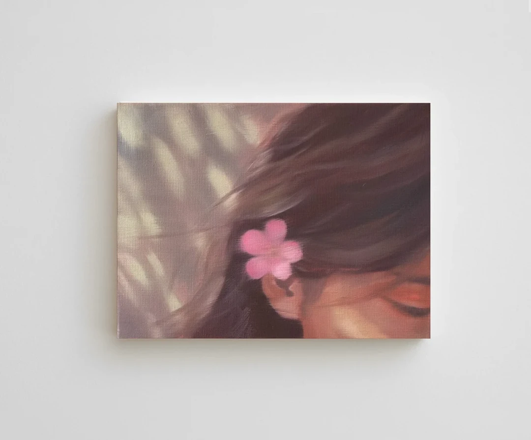 Painting, "Behind her ear", original on canvas