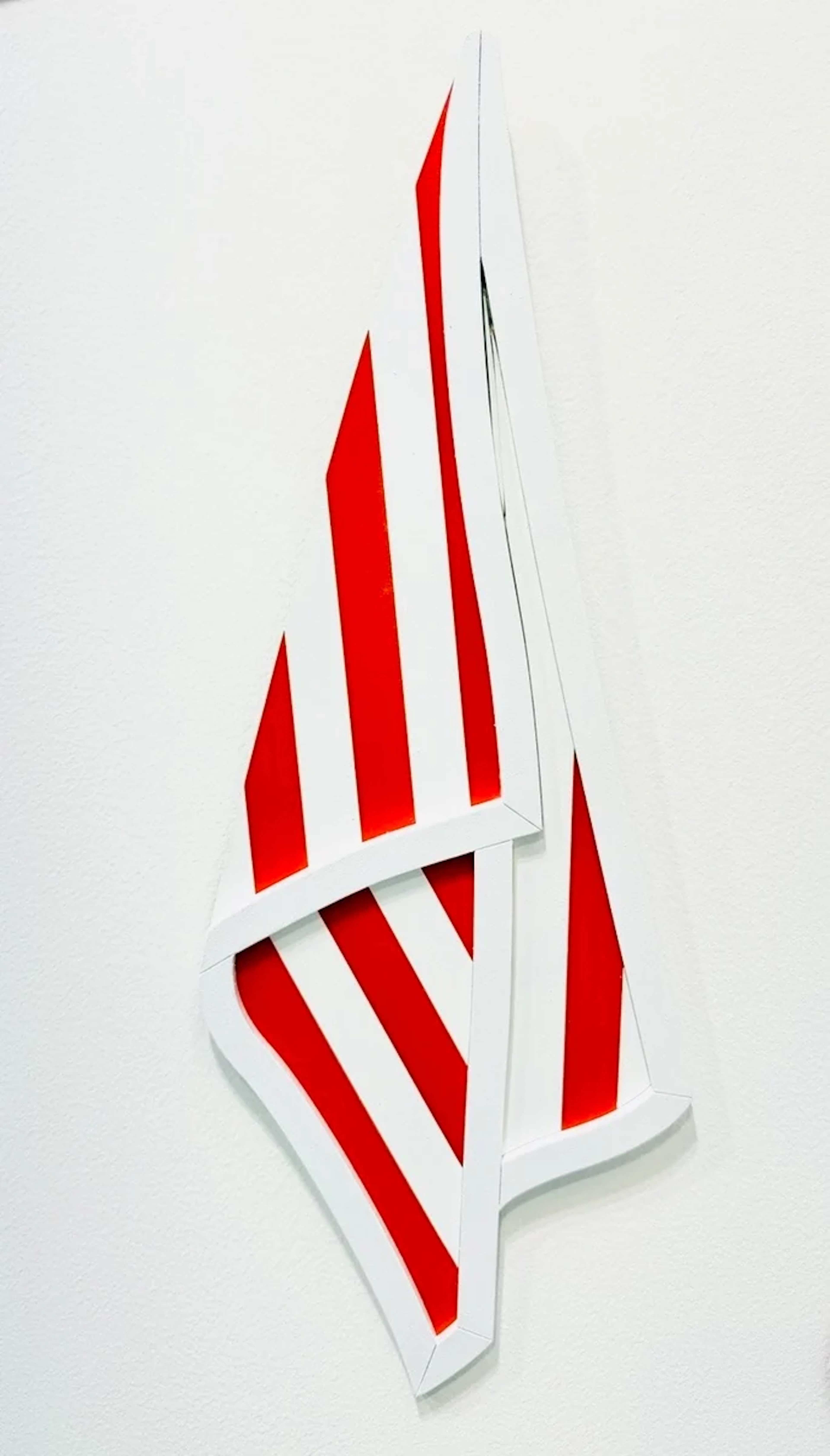 Wall art "Red striped All Wood", handmade in mdf