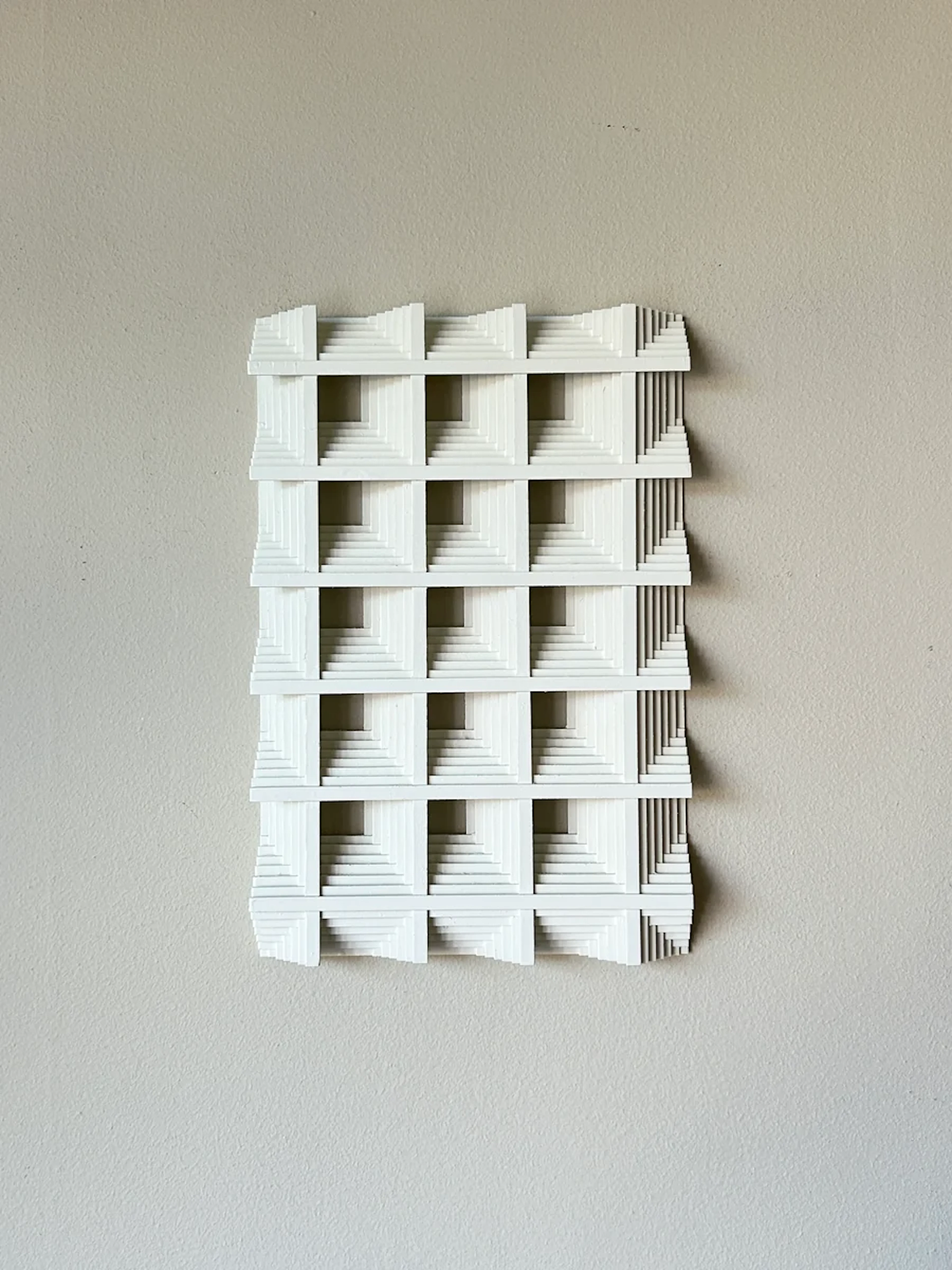 Wall sculpture in wood, White Vertical