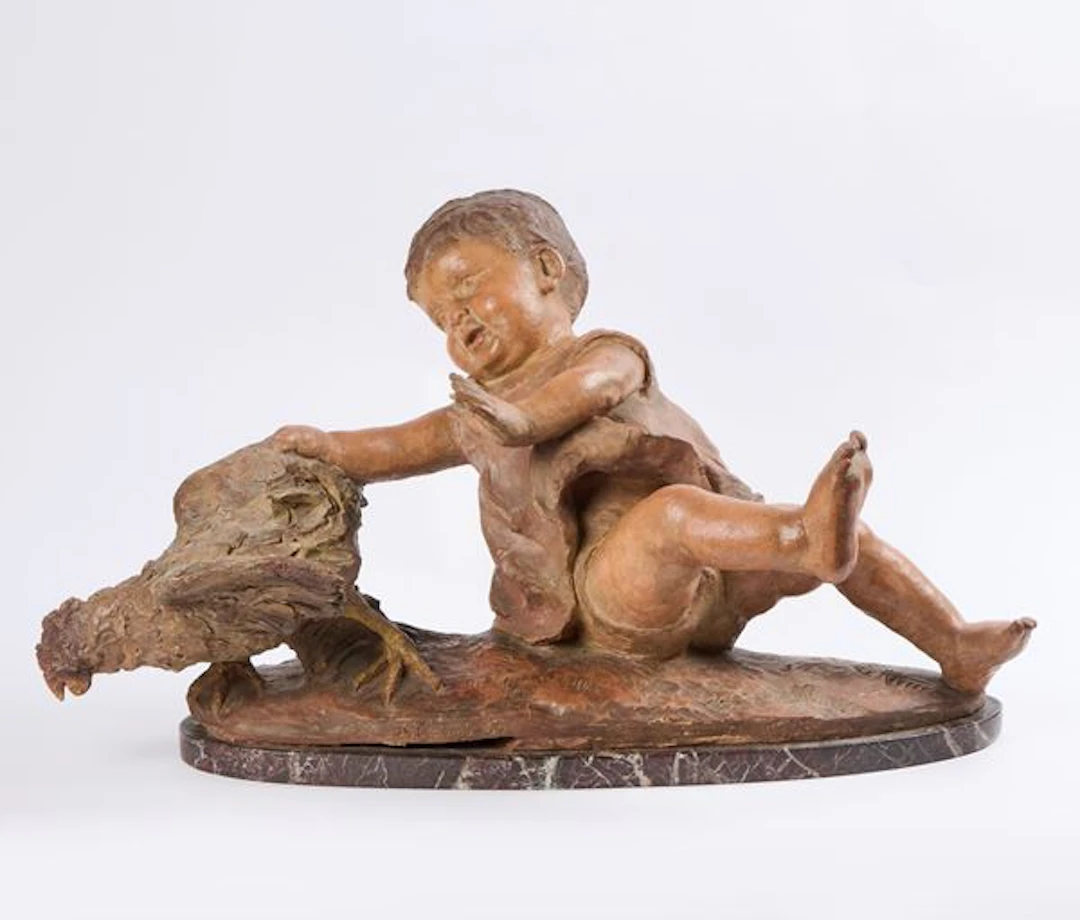 Bambino con gallo, 1869 Adriano Cecioni (Firenze, 1836 - 1886)