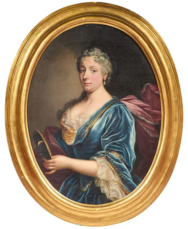 Ritratto di gentildonna con in mano una maschera Scuola francese del