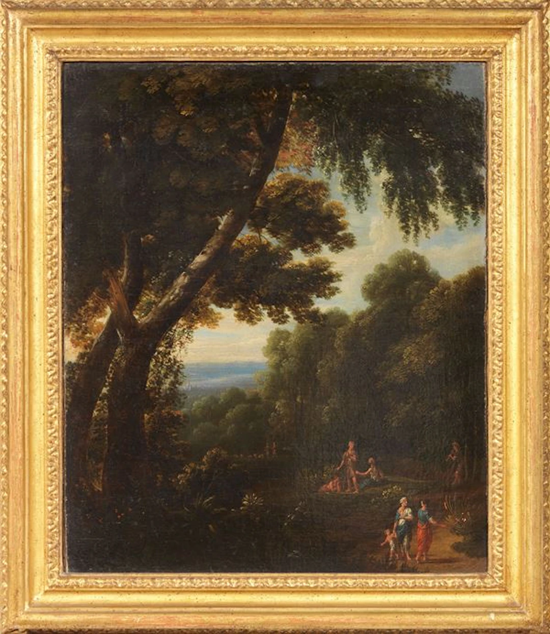 Paesaggio con figure arcadiche Scuola francese inizio XVIII secolo