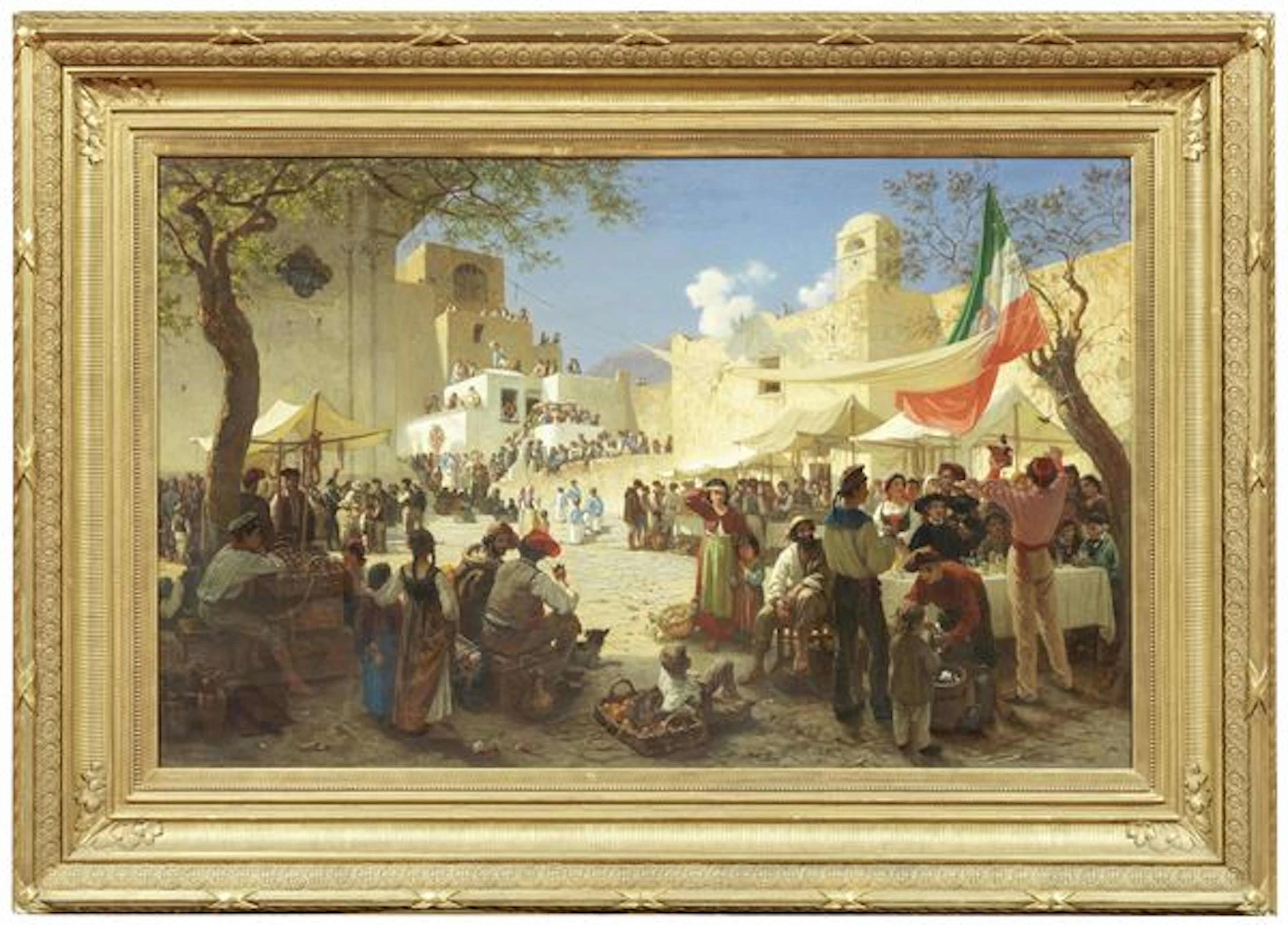 Scena di mercato (Scena risorgimentale con bandiera tricolore), 1871
