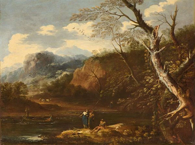 Paesaggio fluviale Salvator Rosa (attr. a) (Napoli, 1615 - Roma, 1673)