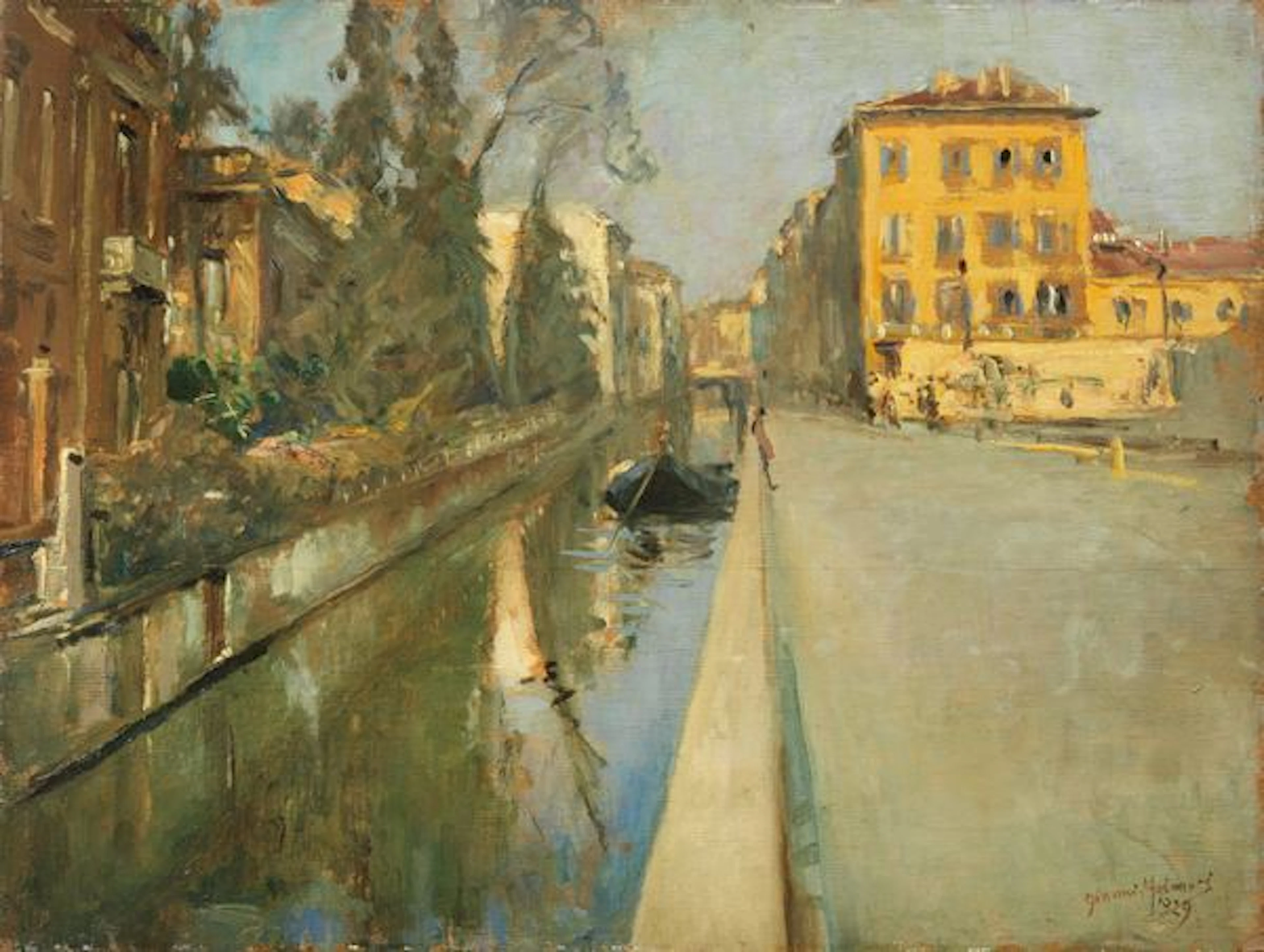 Barca sul Naviglio di via Senato, 1929 Gianni Maimeri (Varano Borghi