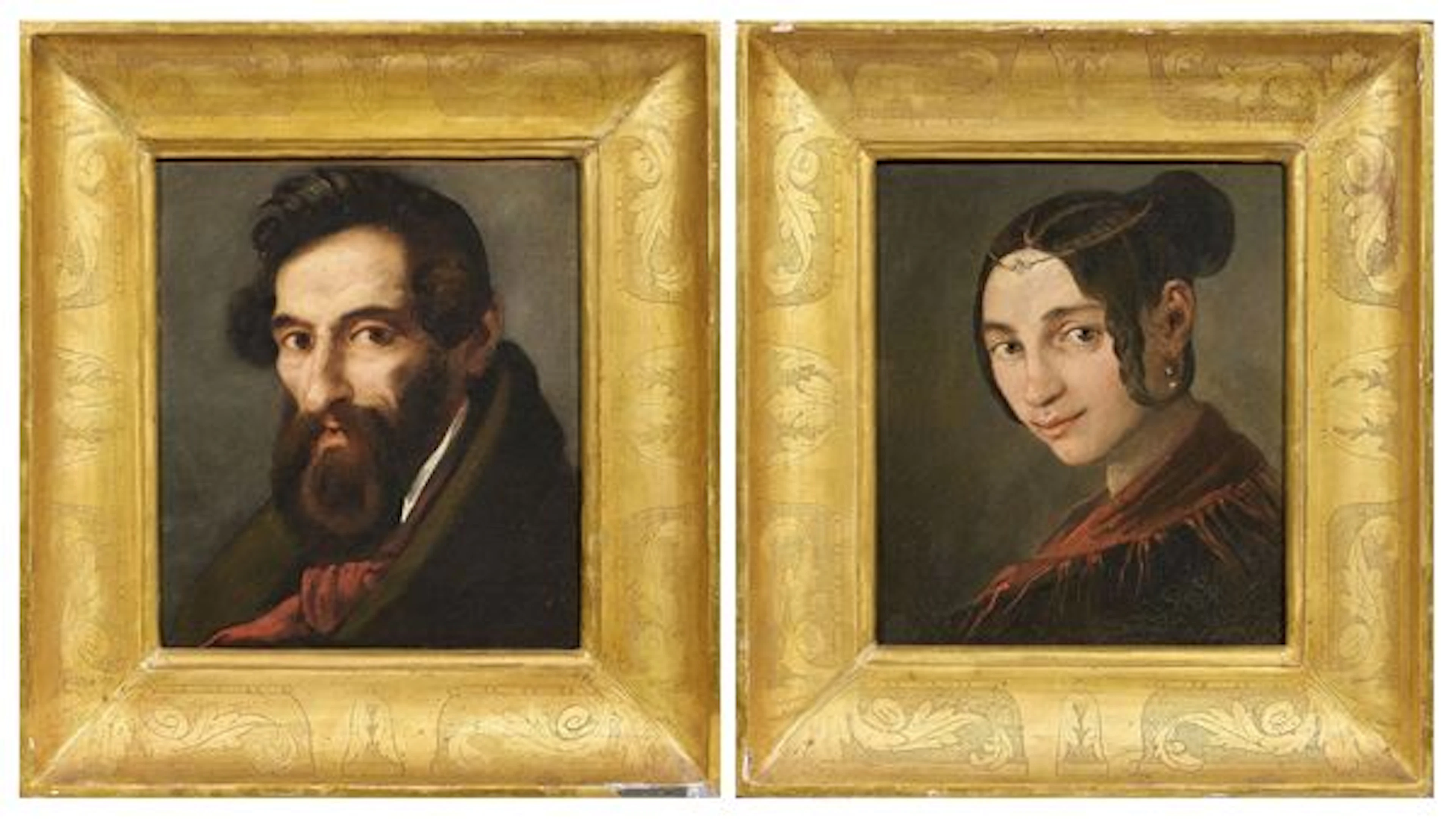 «Ritratto di uomo con barba» e «Ritratto di giovane donna con treccia»