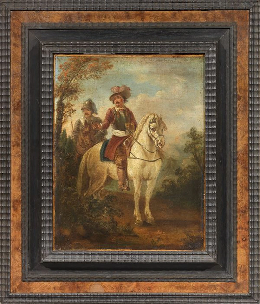 Cavalieri con paesaggio sullo sfondo Scuola fiamminga fine XVII secolo