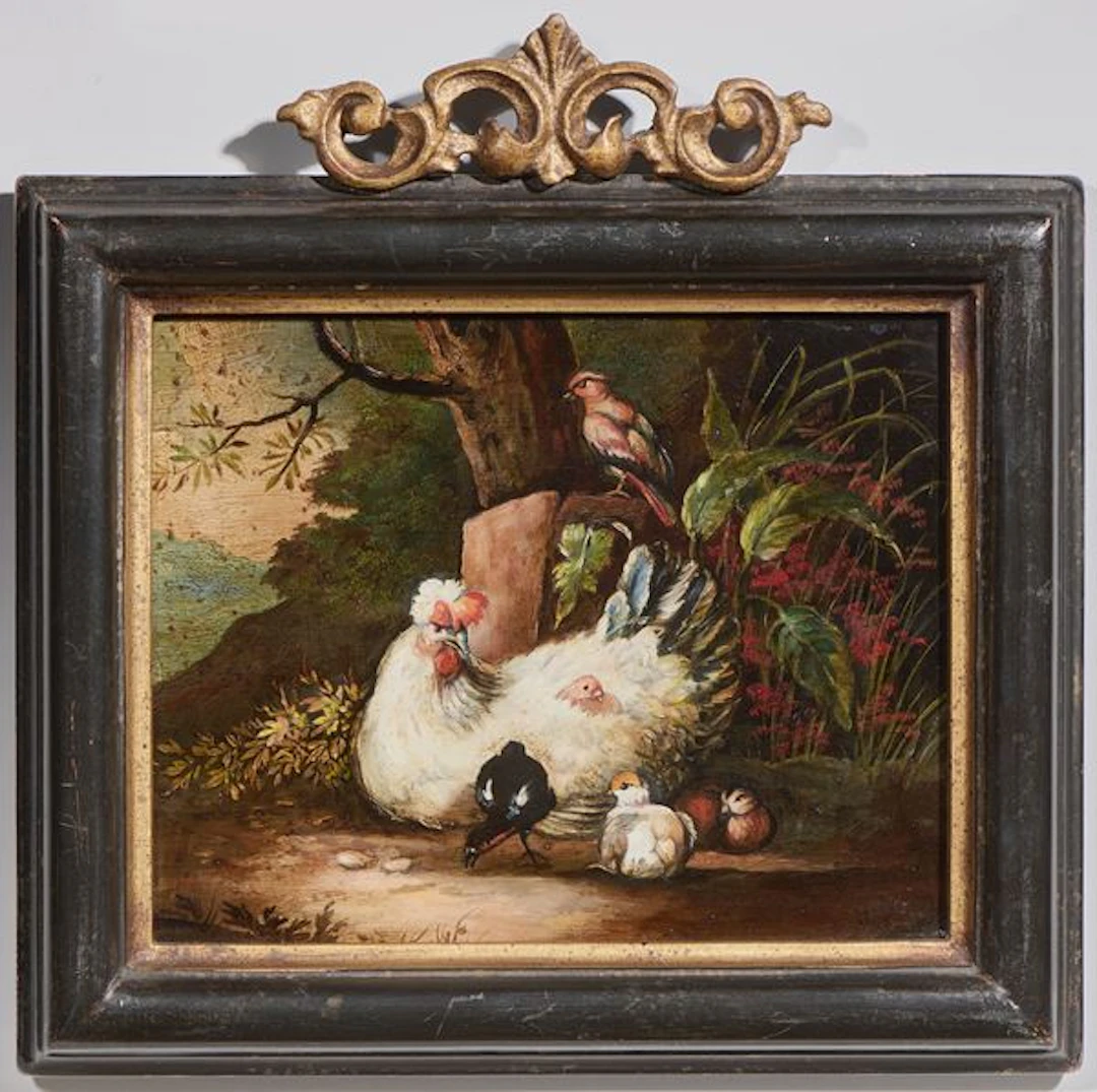 «Gallina con pulcini» e «Gallo e gallina» Ignoto del XIX - XX secolo