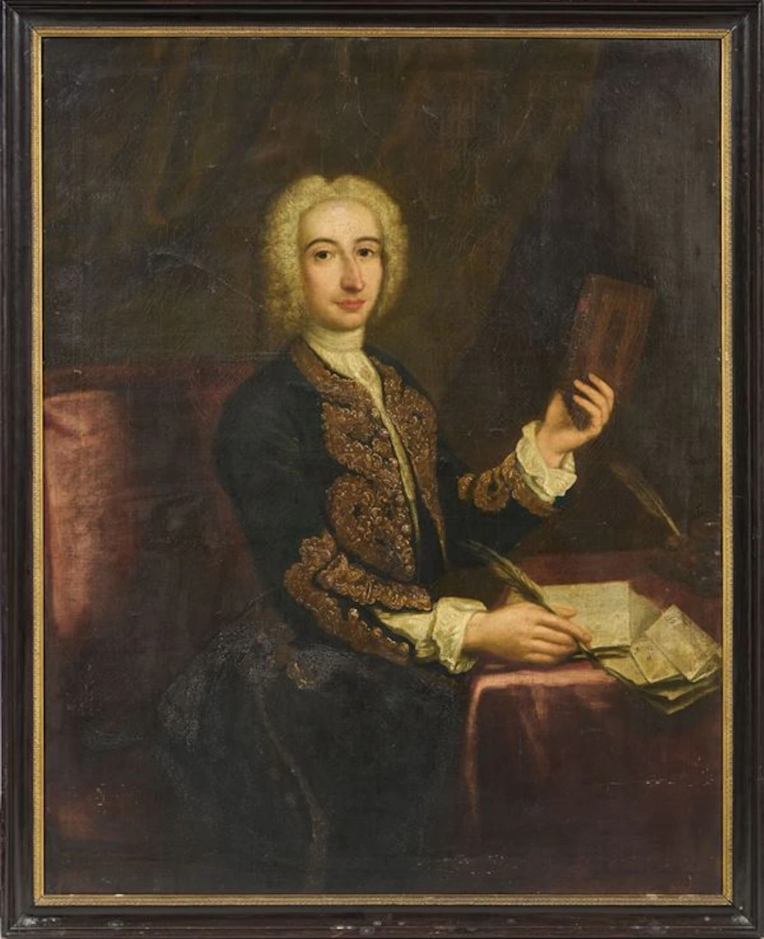 Ritratto di gentiluomo mentre scrive una lettera Scuola veneta del XVIII secolo
