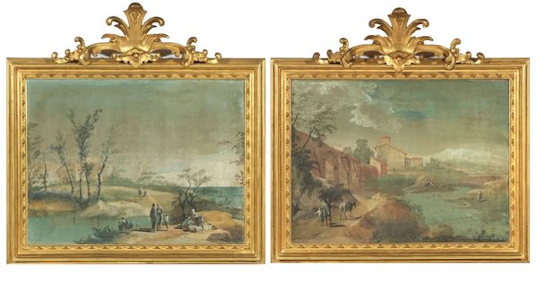 «Paesaggio fluviale con architettura e figure» e «Paesaggio fluviale