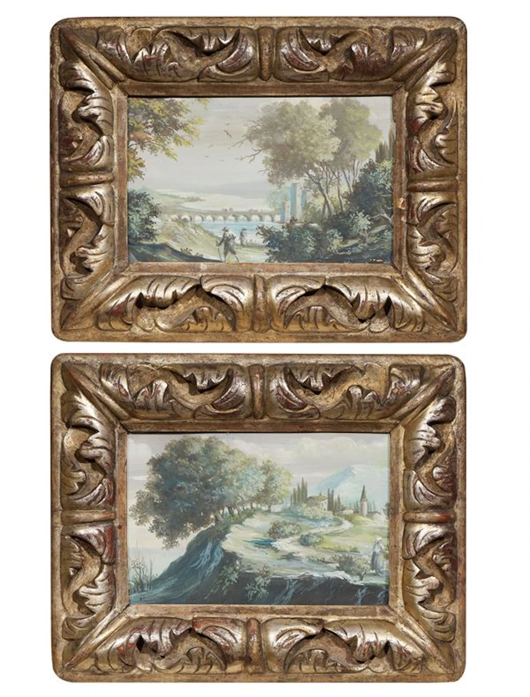 «Paesaggio con ponte» e «Paesaggio con paese» Ignoto XVIII - XIX secolo