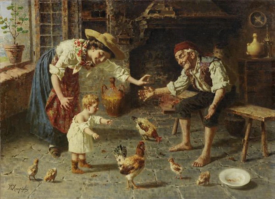 Inseguendo le galline Eugenio Zampighi (Modena, 1859 - Maranello (Mo), 1944)