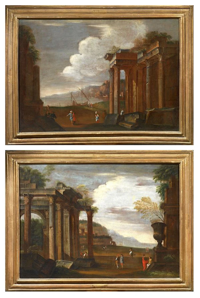 «Veduta di porto con rovine architettoniche» e «Marina con rovine»