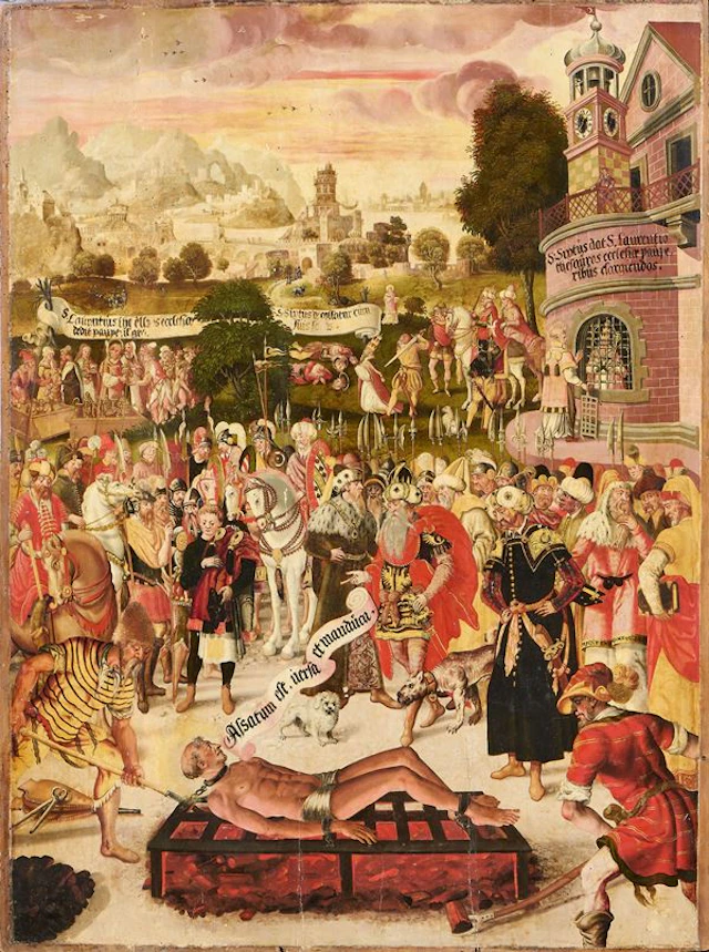 Martirio di San Lorenzo e Papa San Sisto II Scuola tedesca fine XVI secolo