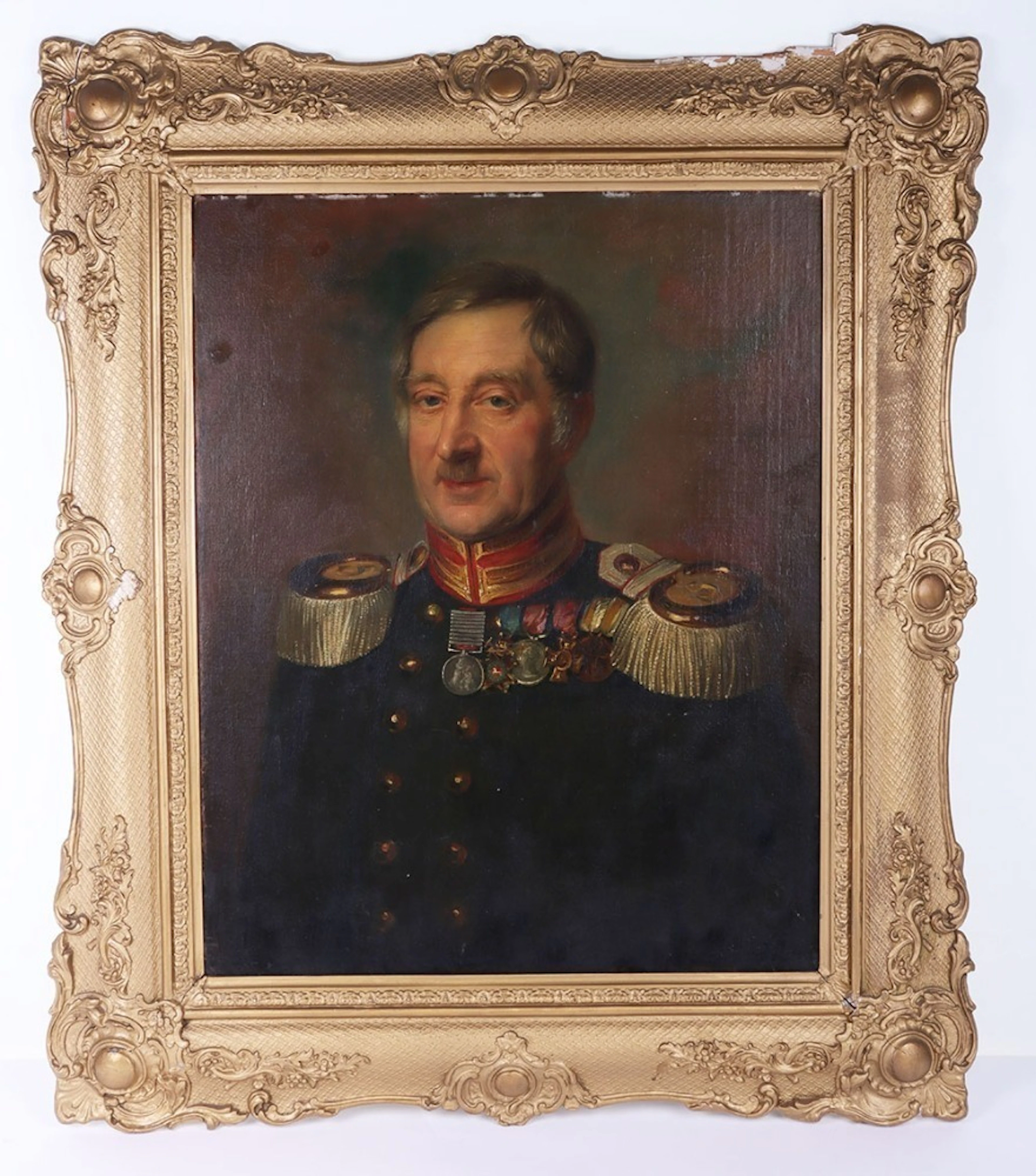 Impressive Painting of Imperial German Officer Wearing Napoleonic