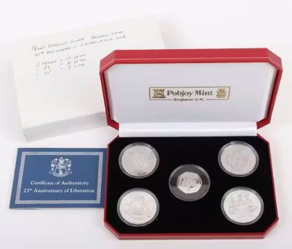 Pobjoy Mint, 25th Anniversary of Liberation of Falkland Islands, silver