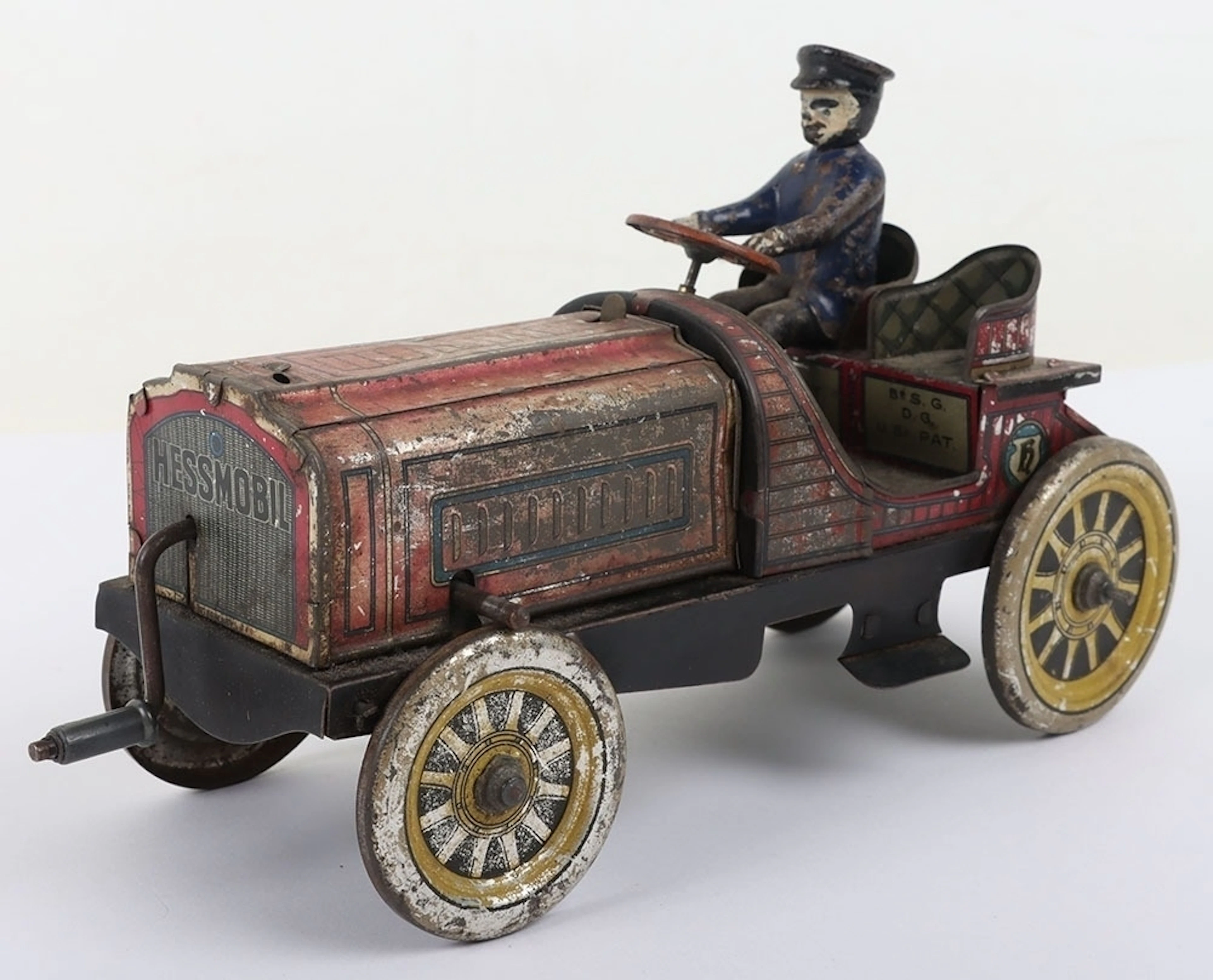 Hess tinplate flywheel driven two-seat open tourer, German circa 1908