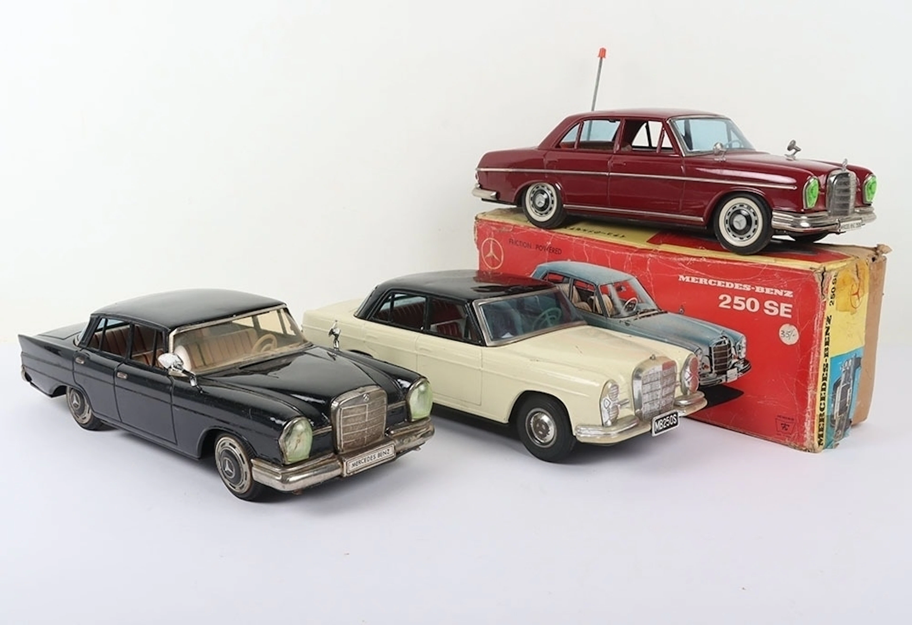 Three Japanese Mercedes Benz Tinplate Cars