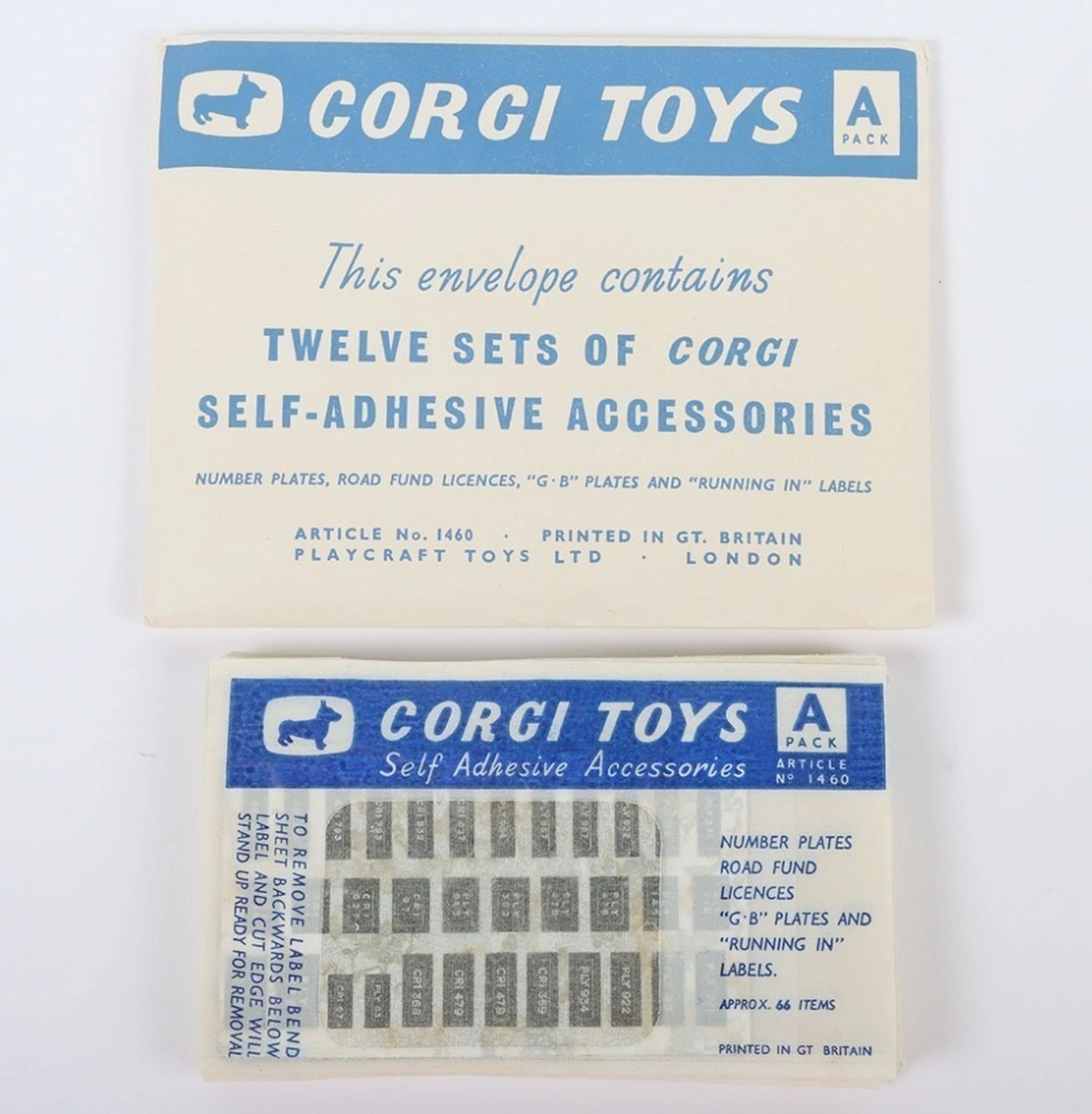 Vintage Corgi Toys Trade Pack of Twelve Sets of Corgi Self Adhesive