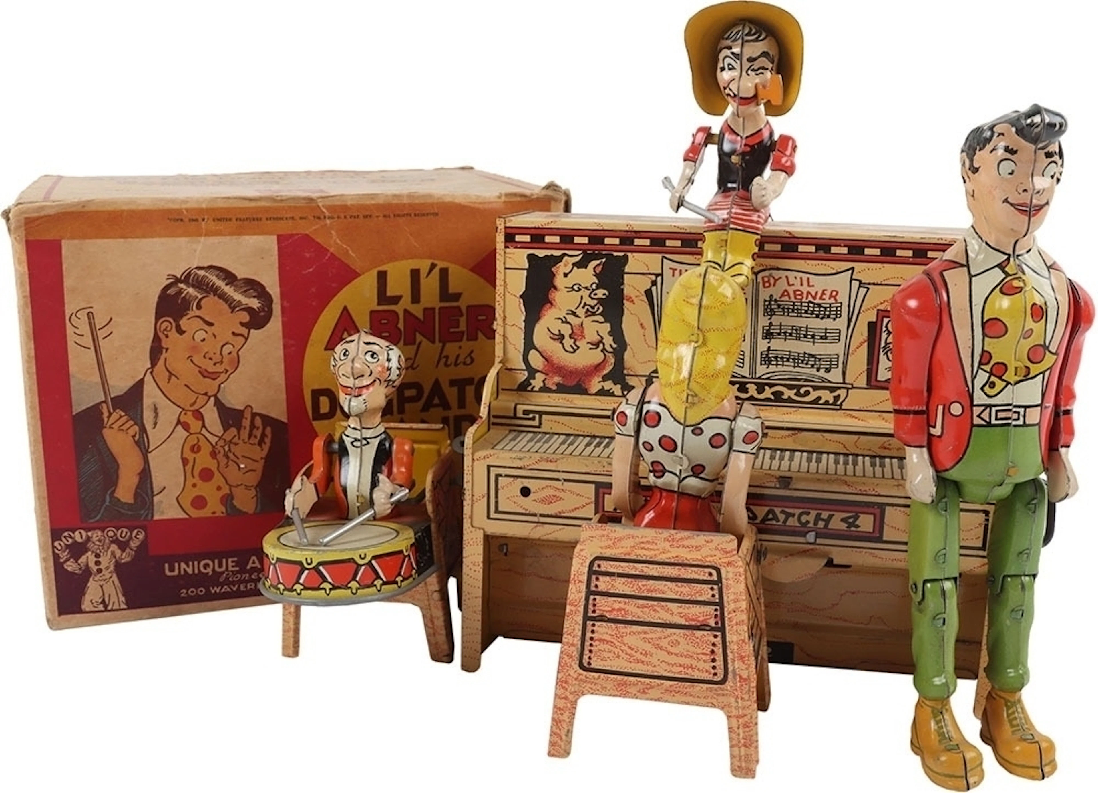 Unique Art Manufacturing Co (USA) Tinplate Clockwork LI’L Abner and