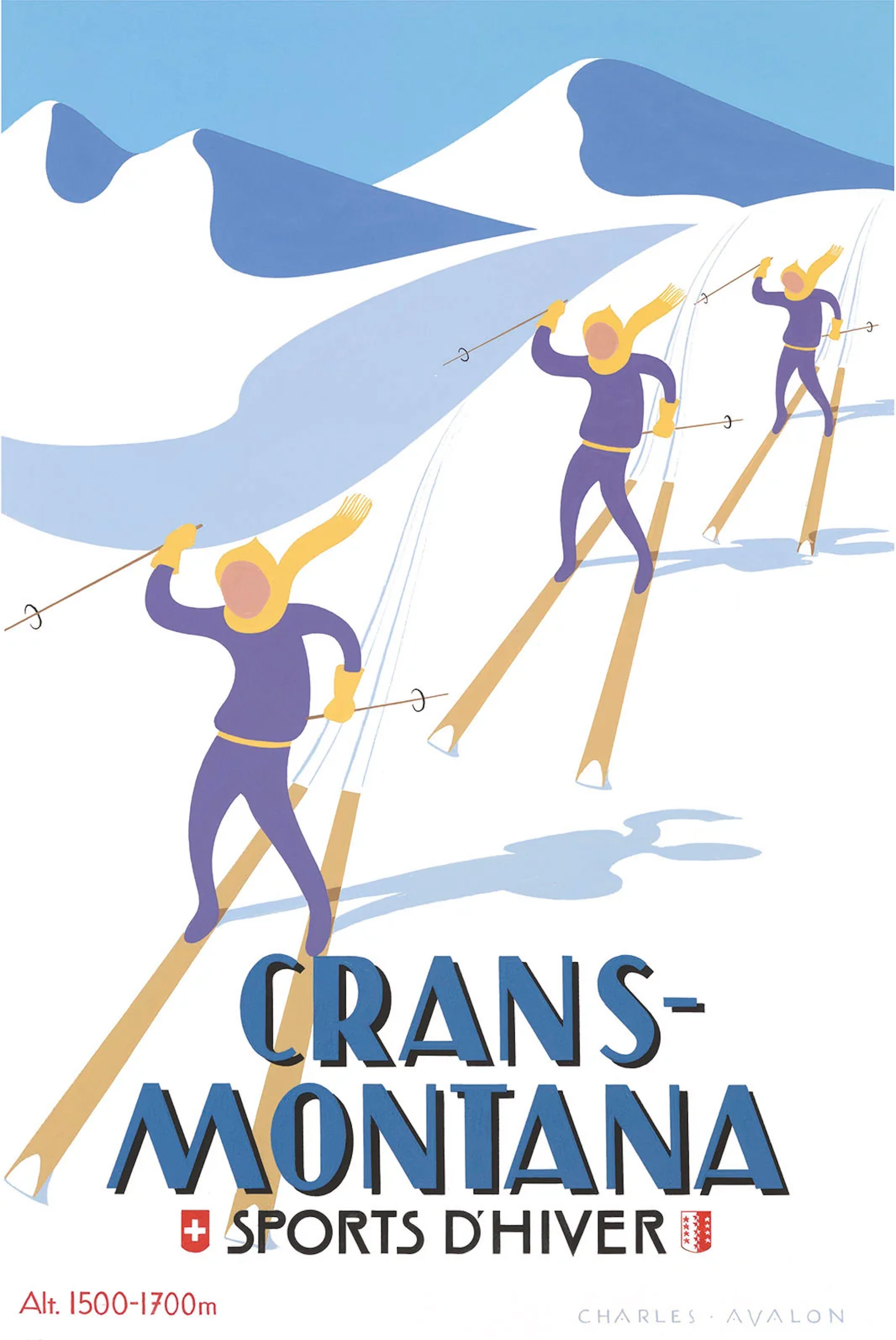 Crans-Montana: 'Synchronised Skiers' Poster