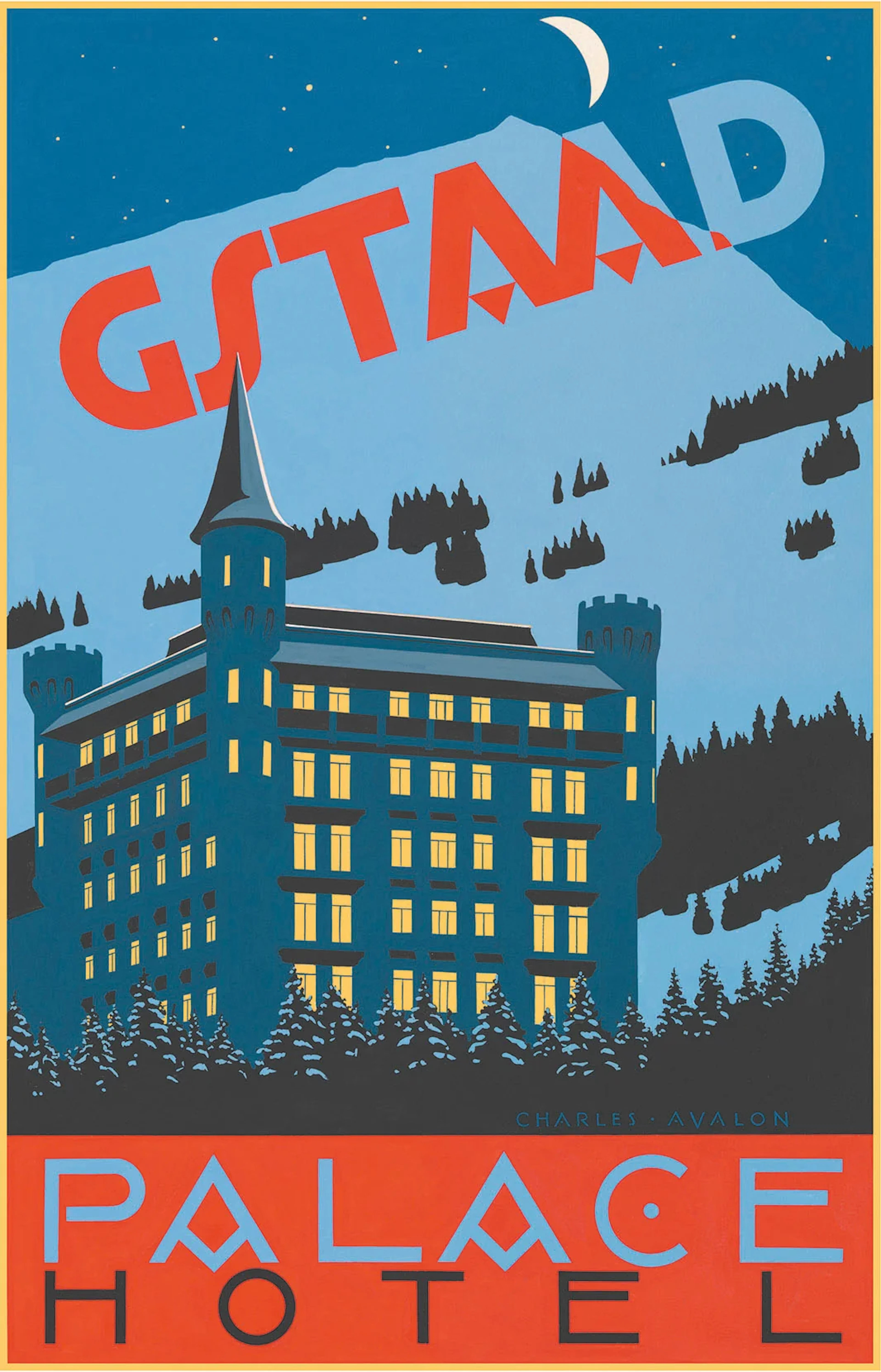 Gstaad: 'Palace Hotel - Night' Poster