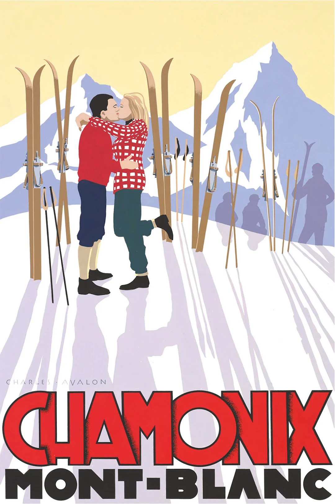 Chamonix: 'Ski Lovers' Poster