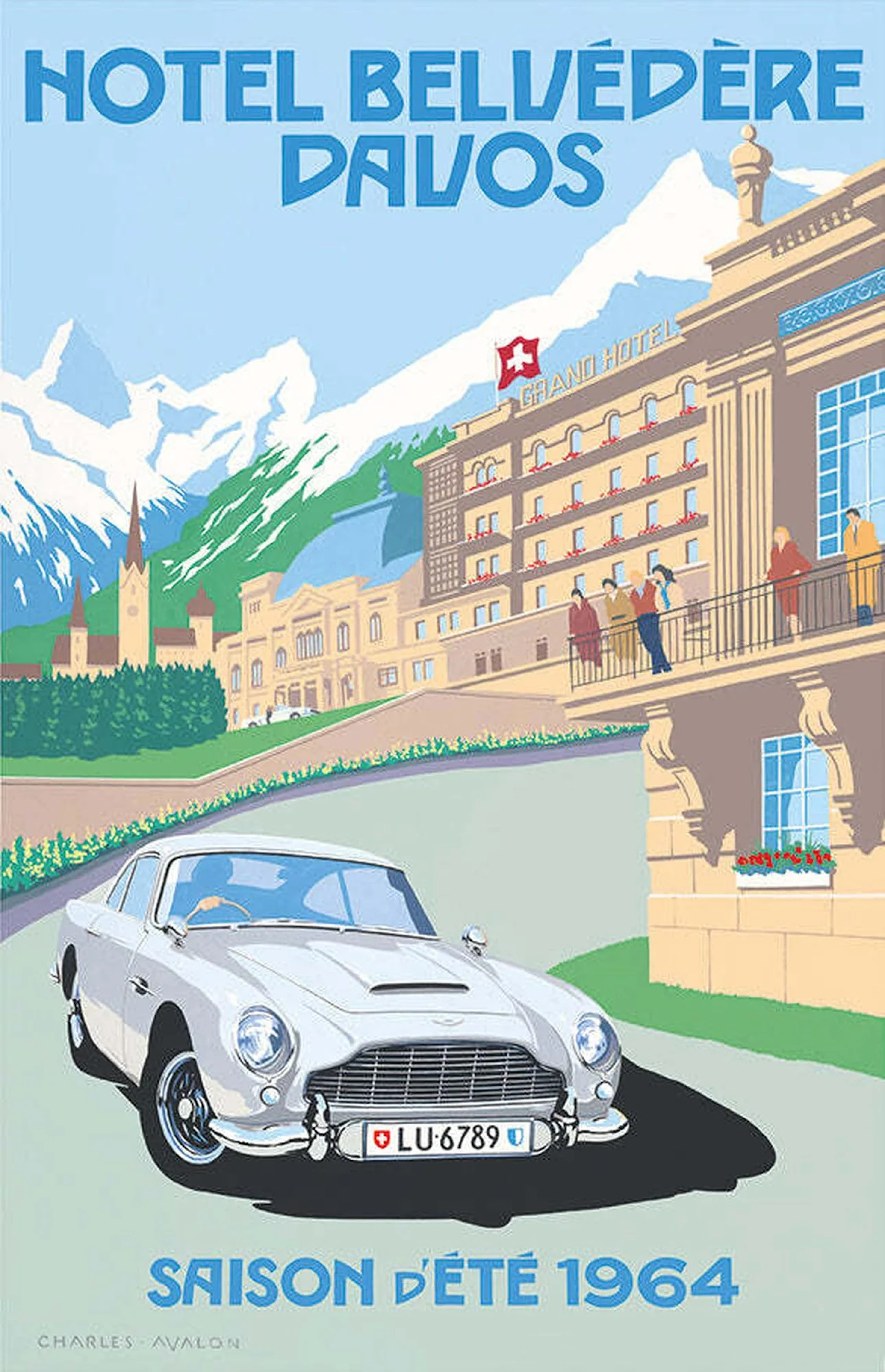Aston Martin DB5 - Hotel Belvédère, Davos Poster
