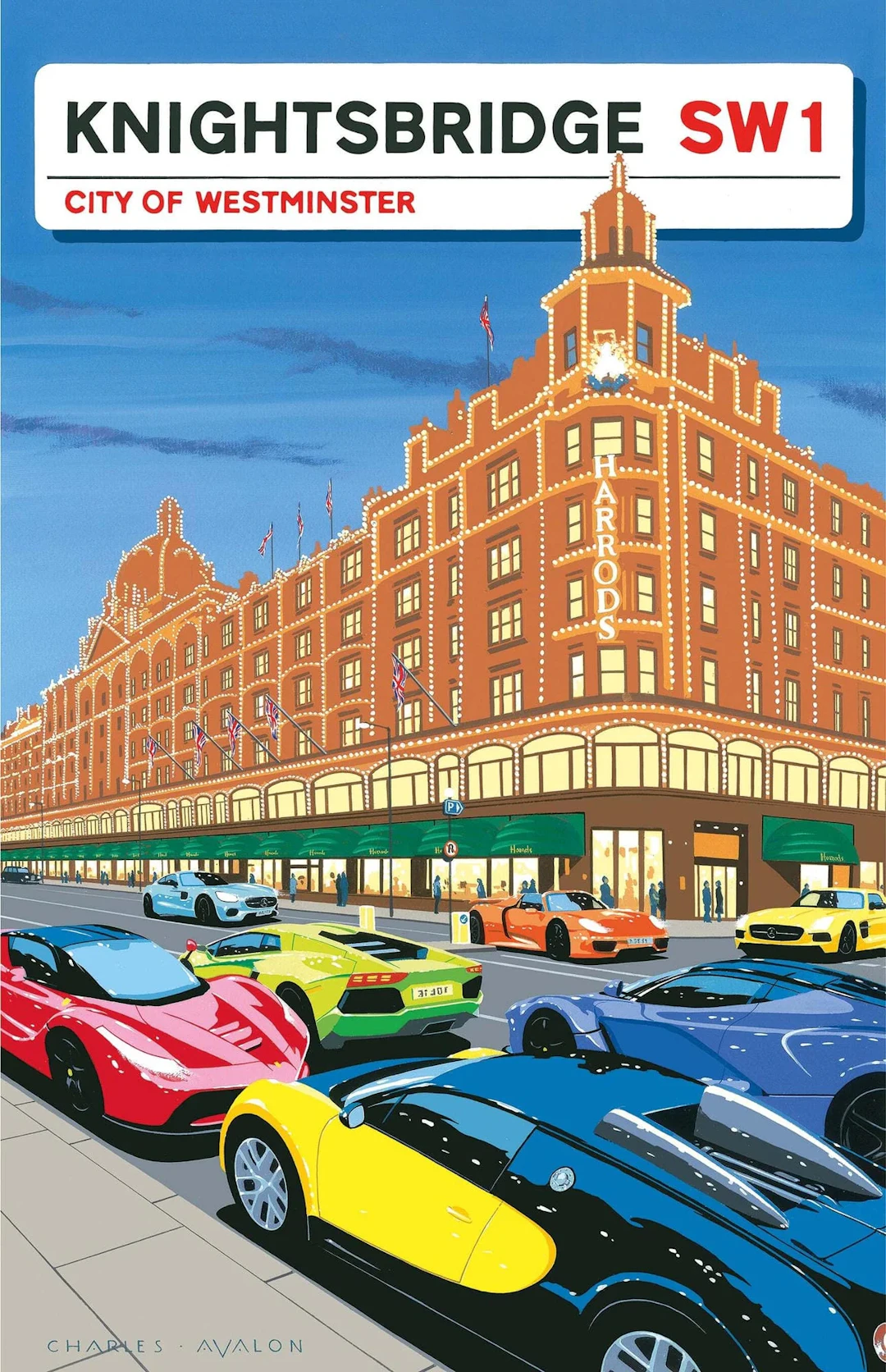 Supercars in Knightsbridge Poster