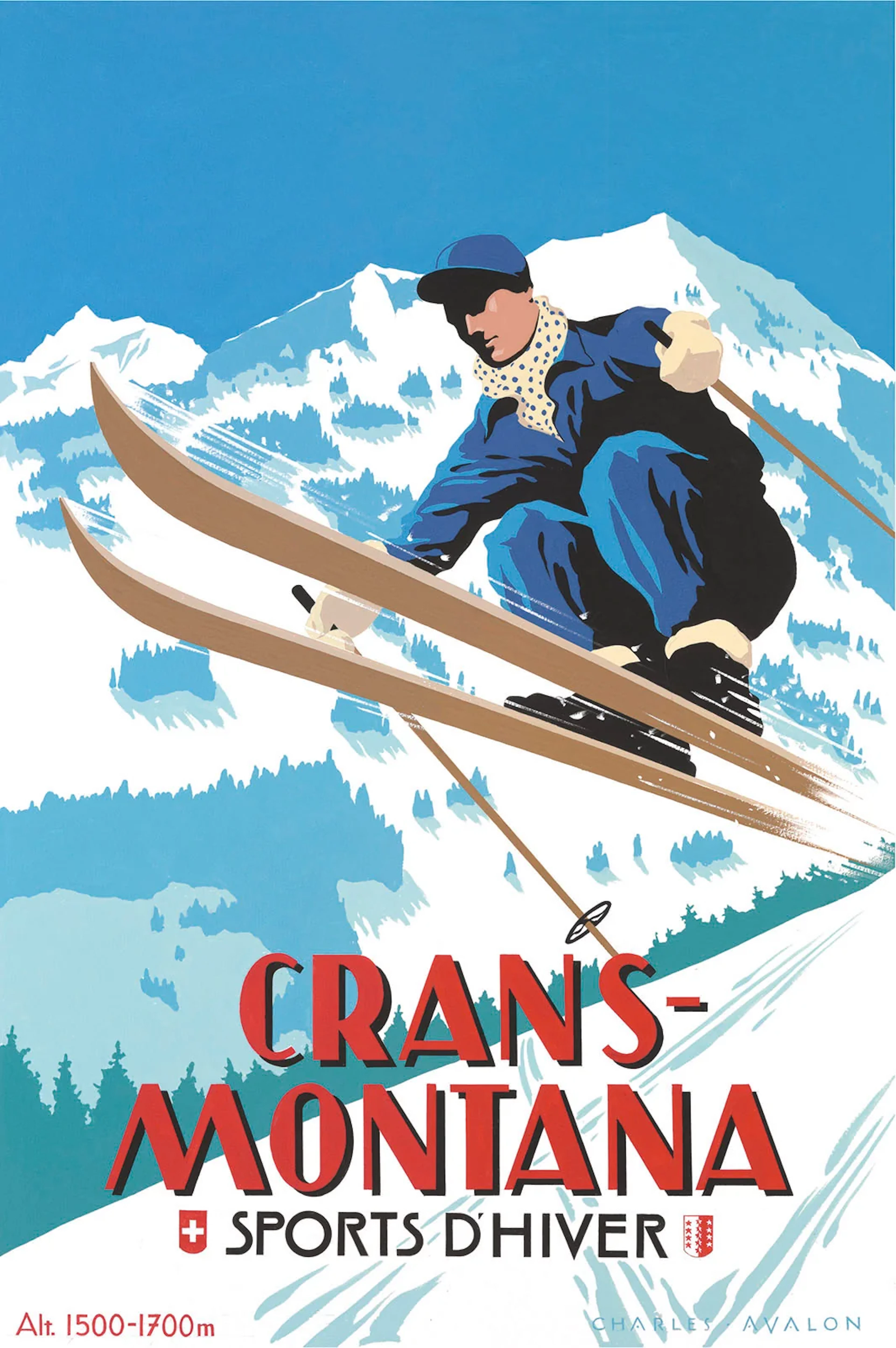 Crans-Montana: 'Airborne Skier' Poster