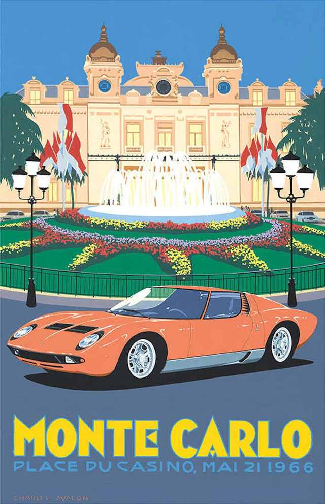 Lamborghini Miura - Monte Carlo, Casino Square Poster
