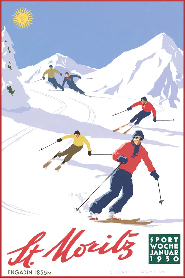 St. Moritz: 'Downhill Skiers' Poster
