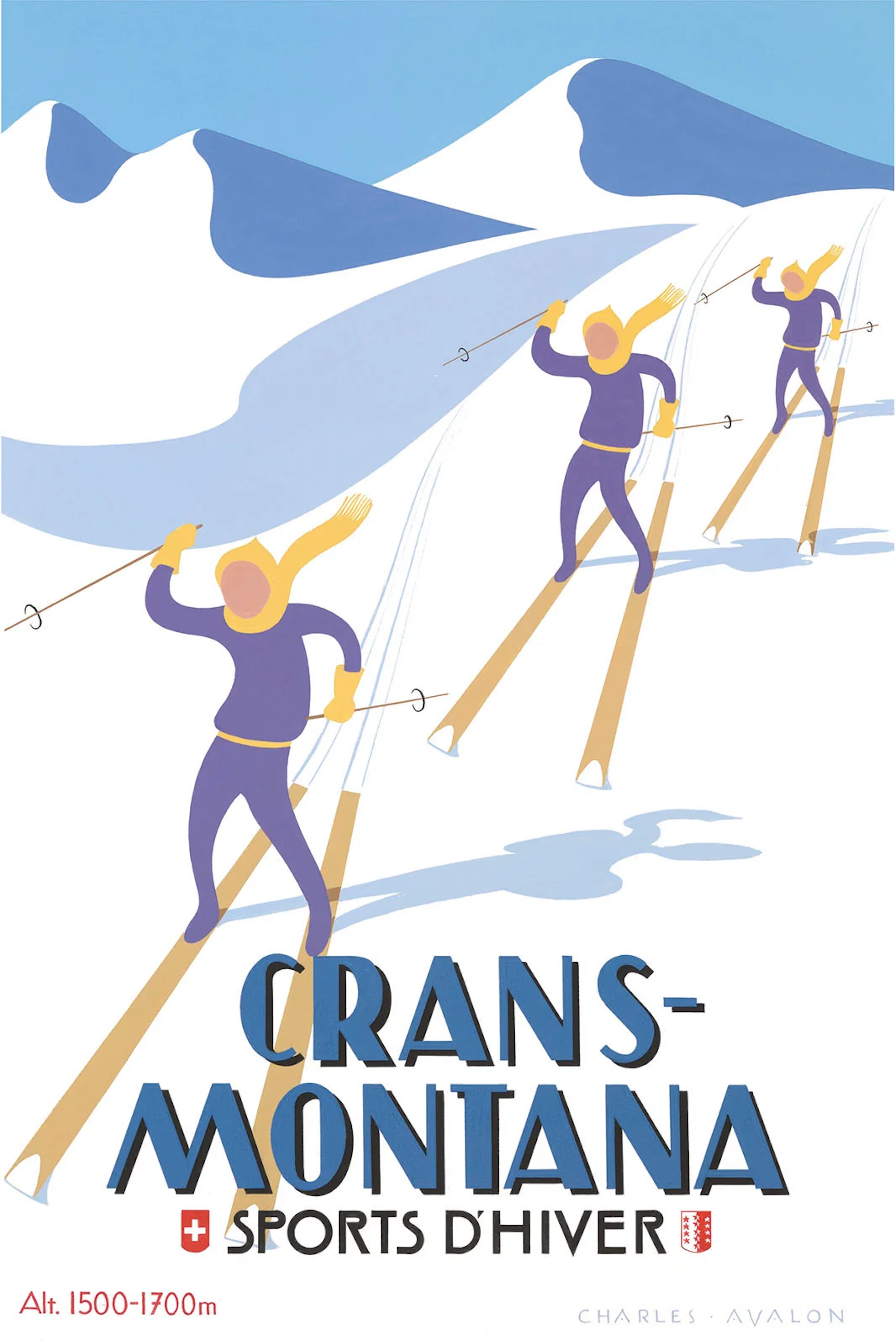 Crans-Montana: 'Synchronised Skiers' Poster